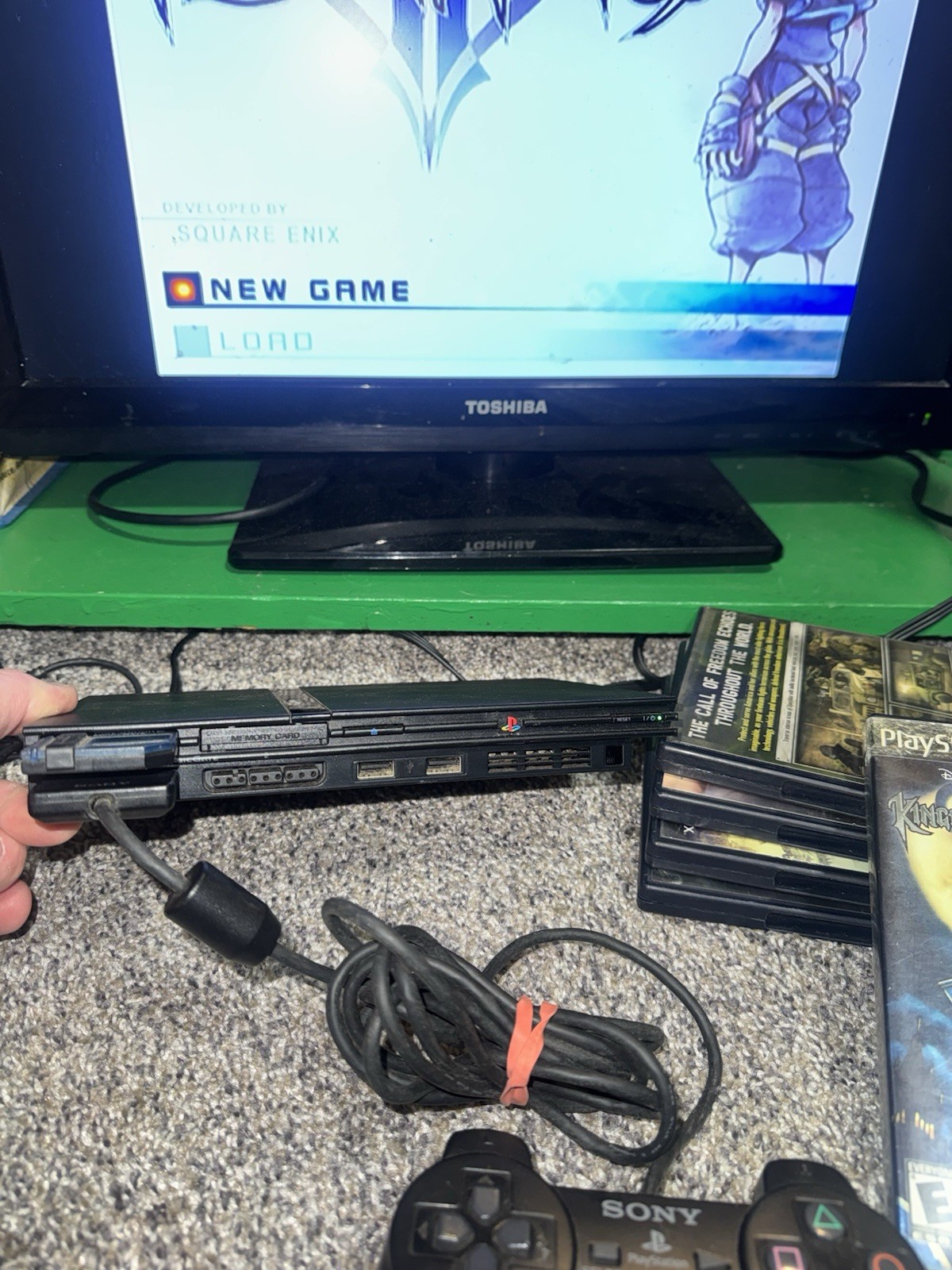 Sony PlayStation 2 Bundle 8mb Card 4 Mystery Games And Kingdom Hearts/Controller