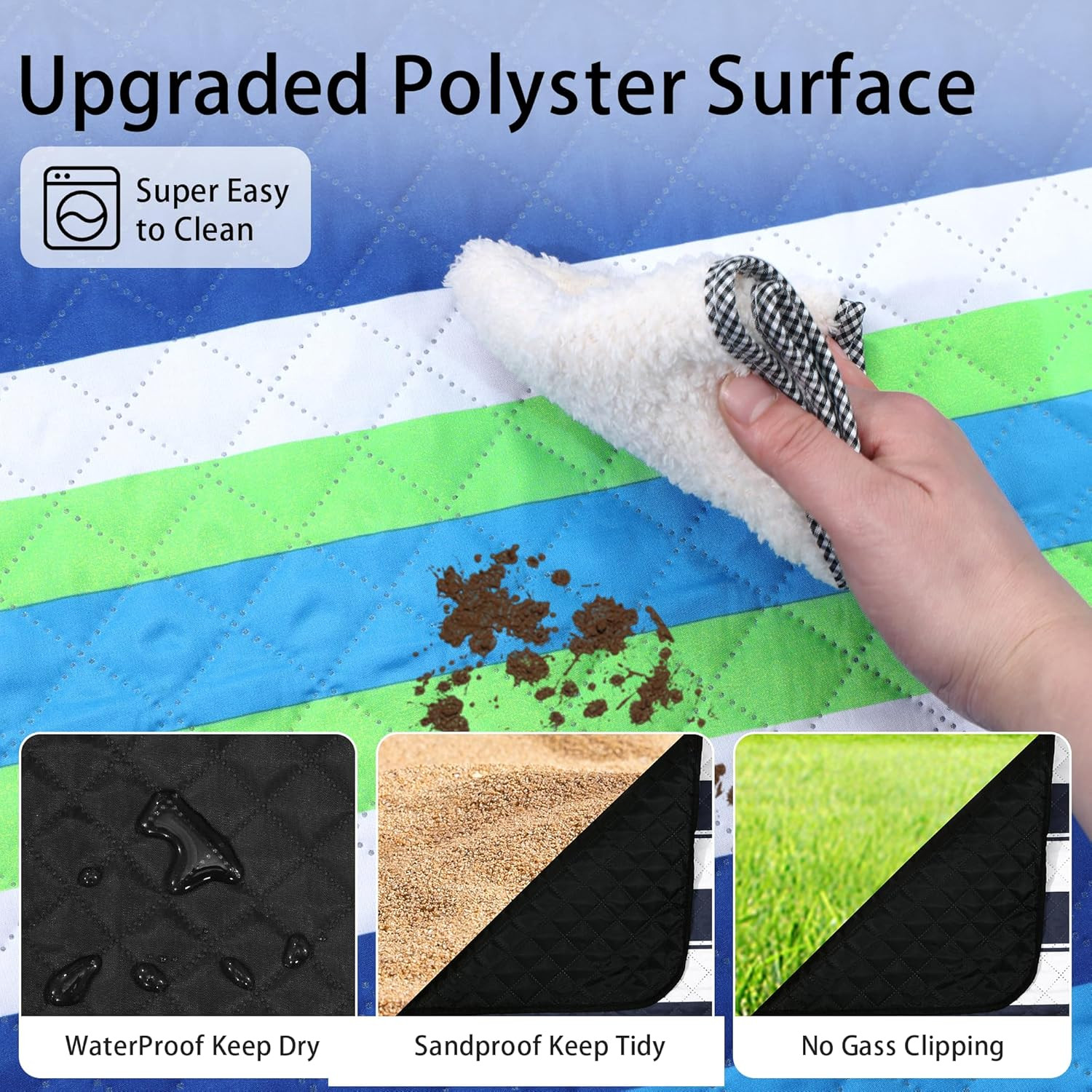 Extra Large Picnic Blanket Outdoor 80”X80” Waterproof Picnic Mat Foldable 3-Laye
