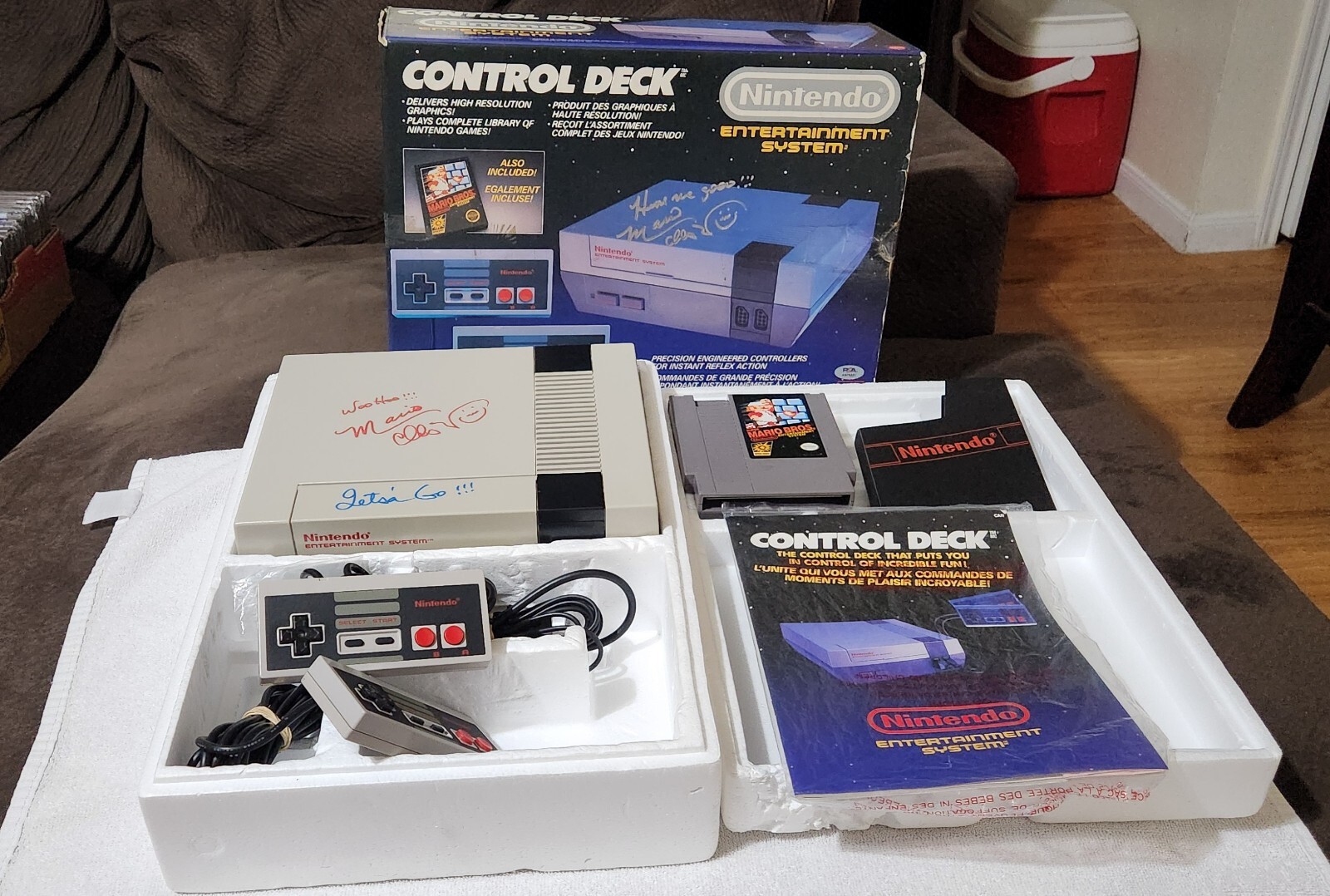 Nintendo Control Deck Original Box DUAL 2X CHARLES MARTINET SIGNATURE CIB PSA