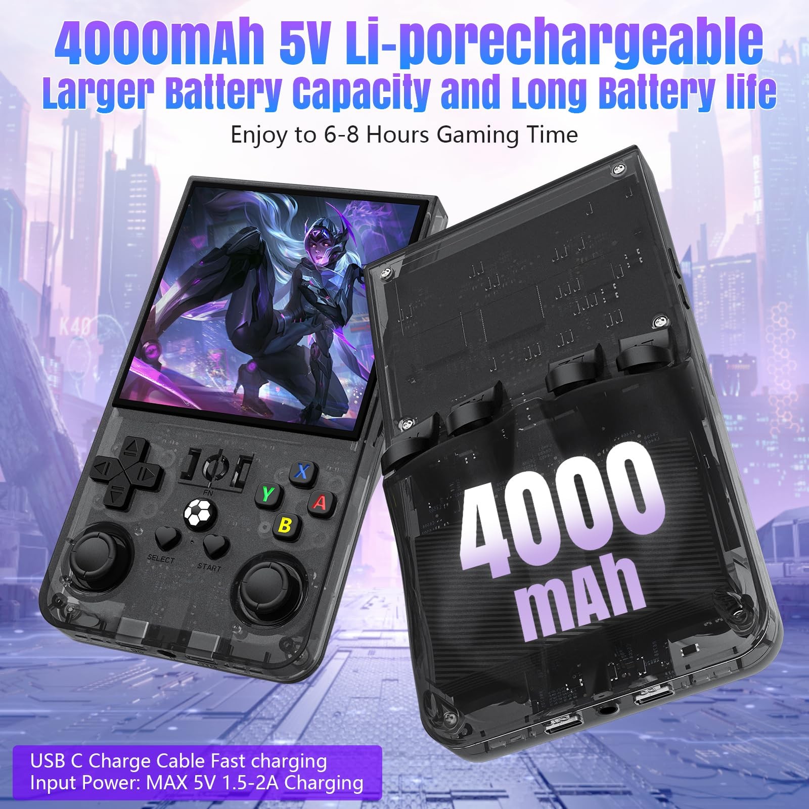 R36MAX Retro Handheld Game Console, 4.0-Inch IPS Display, 720×720 Resolution,…