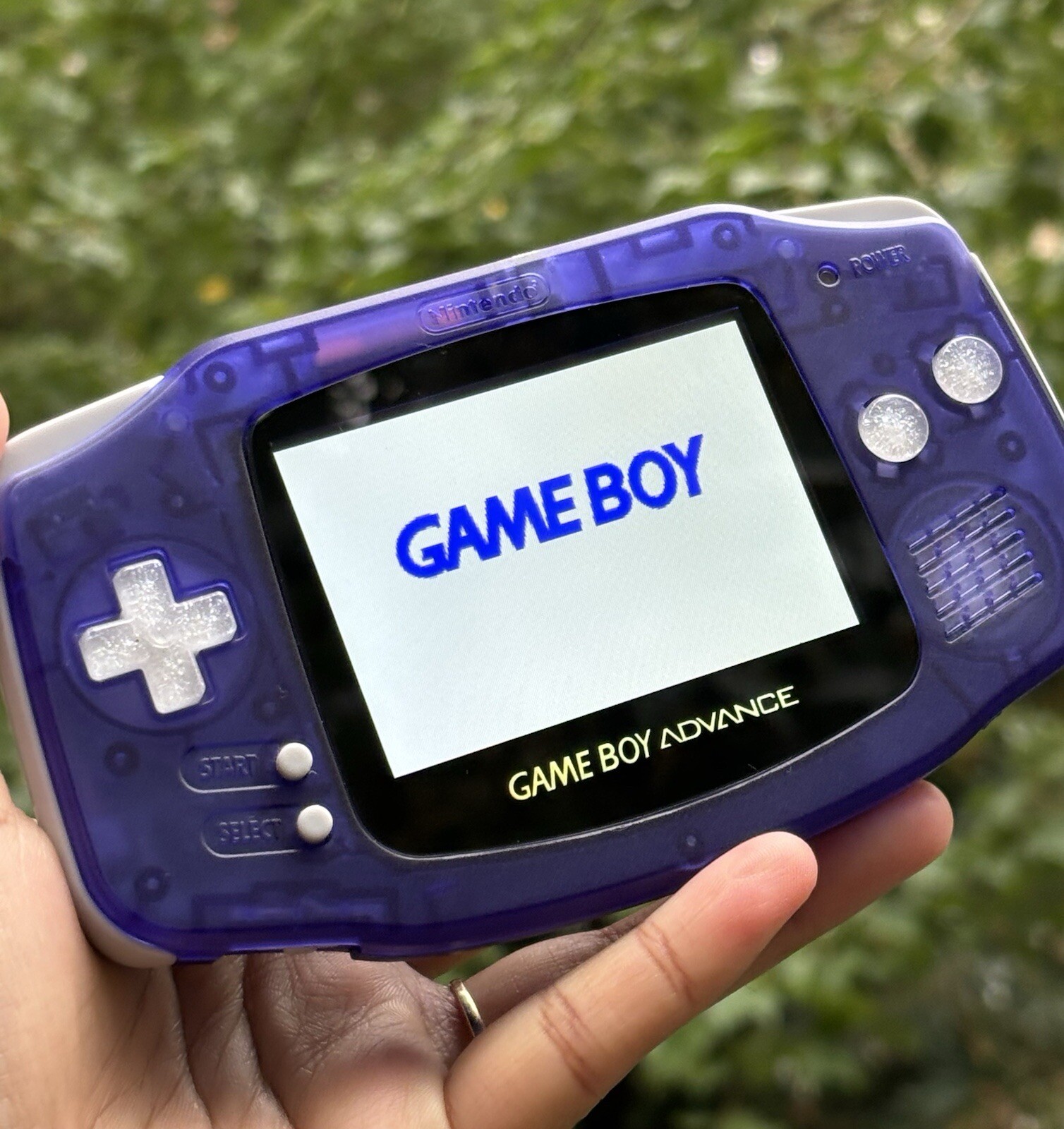 Clear Purple Modded Gameboy Advance Retro Gaming Console with IPS V2 & USB C Mod