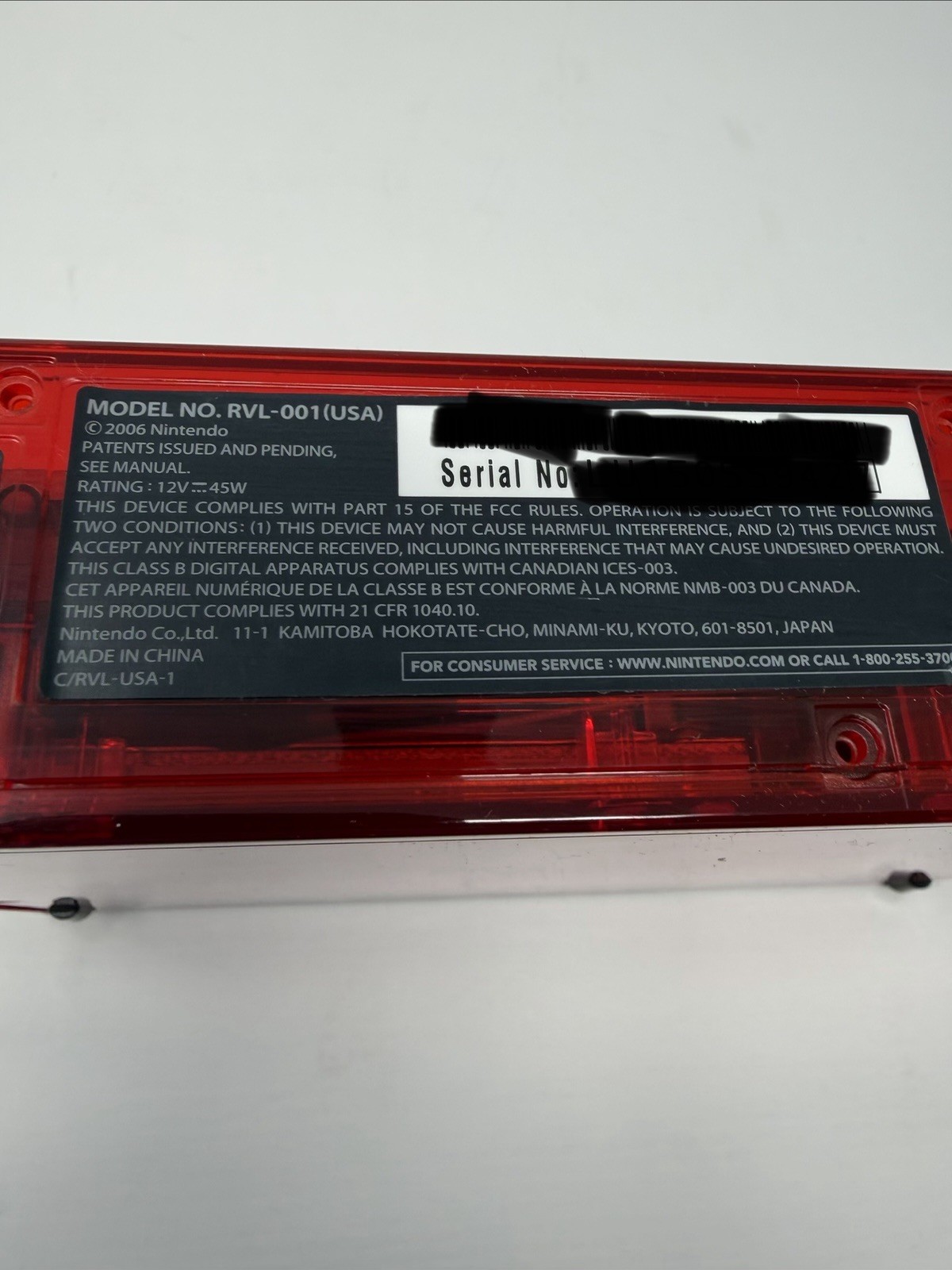 Custom Transparent Red w/ Black Buttons Nintendo Wii Console Only Tested System