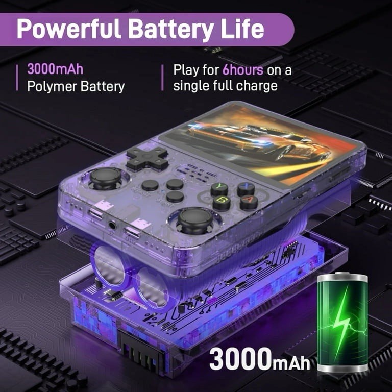ZYTKWT R36S Handheld Game Console 3.5 IPS Screen 20000+ Games 128GB Purple