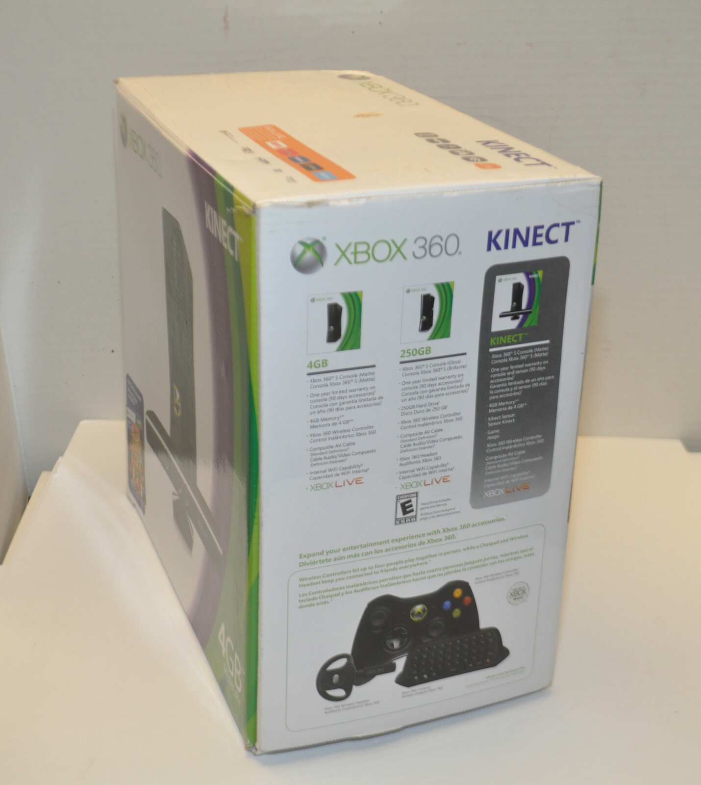 Xbox 360 S Kinect 4gb Complete Controller Console Cords + 2 Games MINT In Box