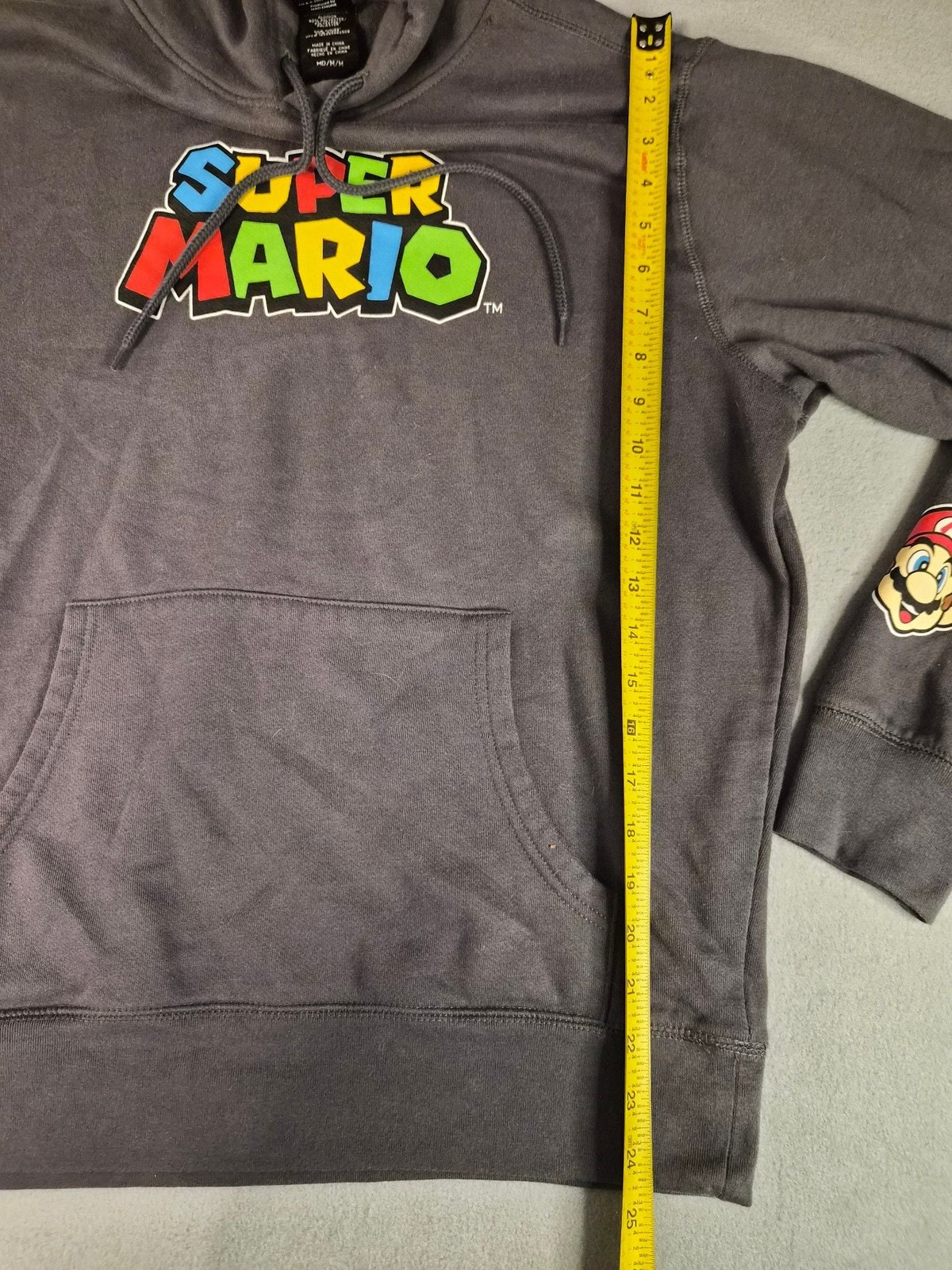 Nintendo Super Mario Logo Graphic Pullover Hoodie with Sleeve Patch