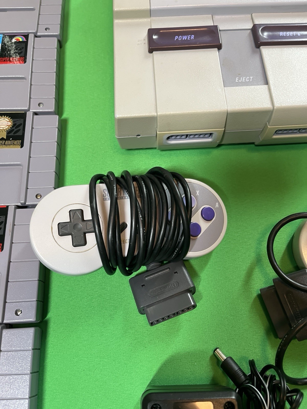 Super Nintendo Console W/ 7 Games 2 Controllers SNES Bundle TESTED & Working￼