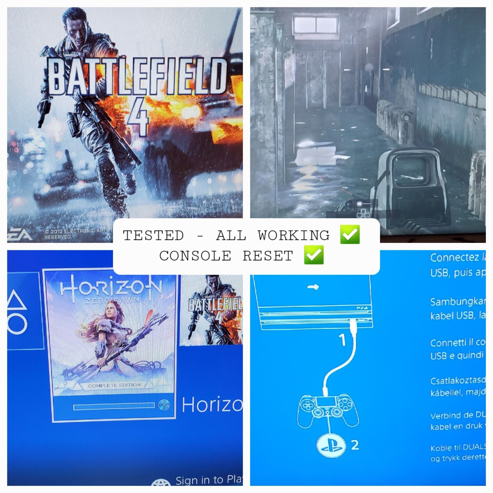 Sony PlayStation 4 PS4 Pro (CUH-7015B) 1TB w. Controller Cables & Games TESTED✅️