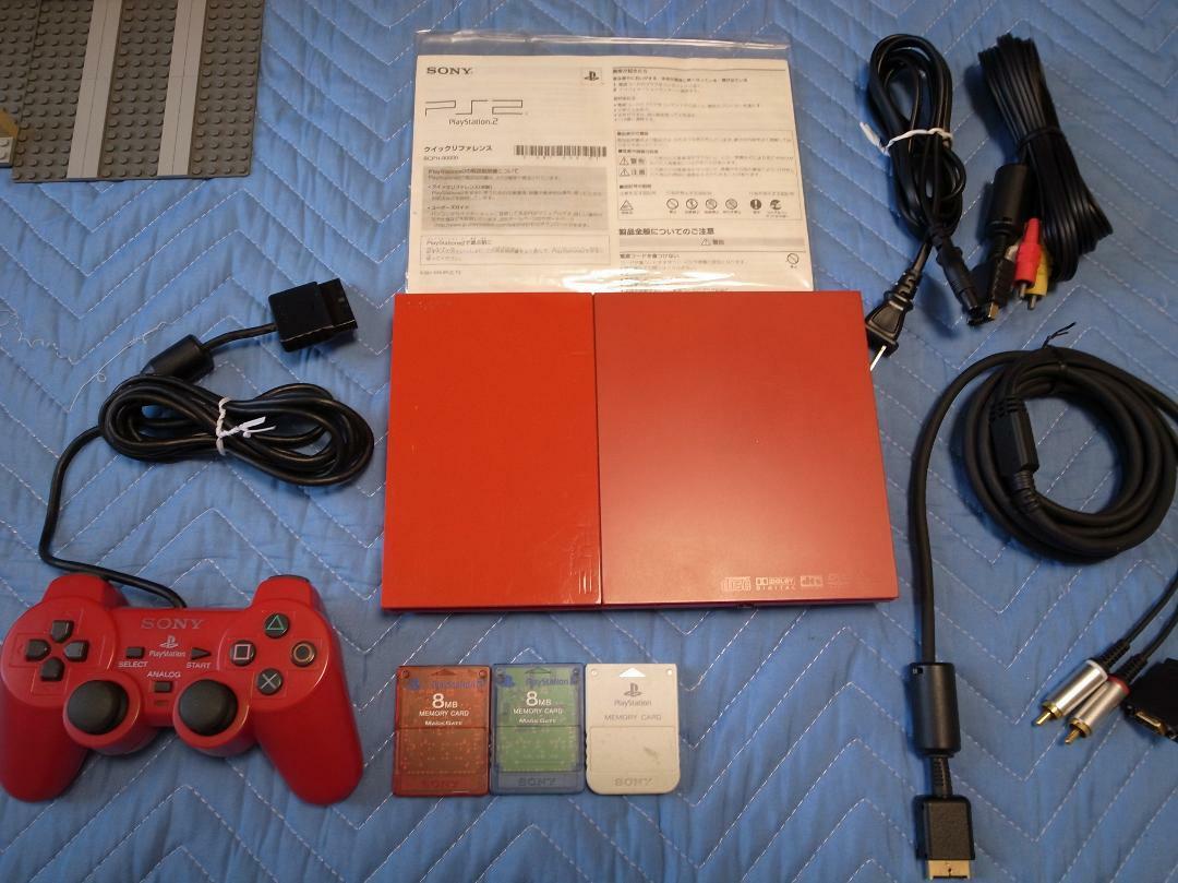 Playstation 2 SCPH-90000 CR Sony PS2 Cinnabar Red Console Accessory Tested Boxed
