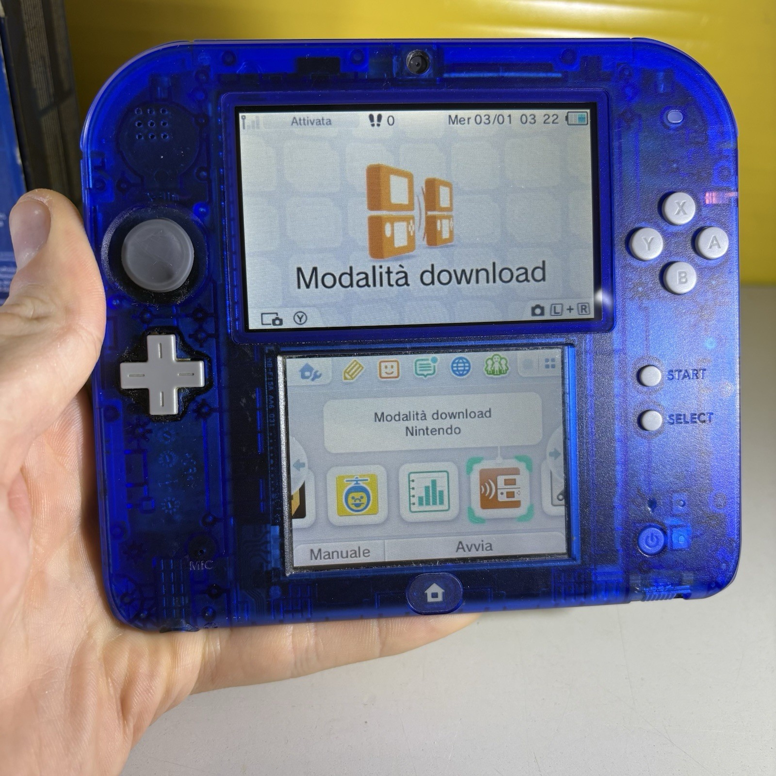 Nintendo 2DS Transparent Blue Console with Box | GREAT ORIGINAL CONDITION