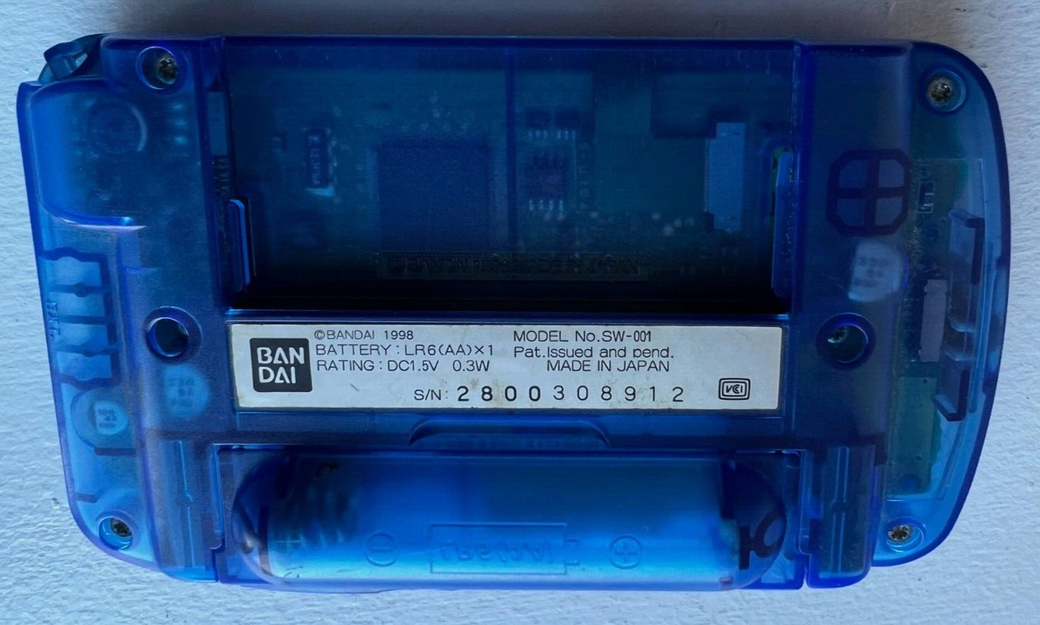 Bandai WonderSwan Skeleton Blue Handheld System Japan For Parts or Repair FPOR