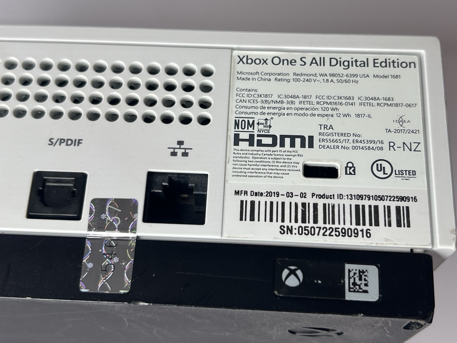 Xbox One S All‑Digital 1TB Console (White) Only Console