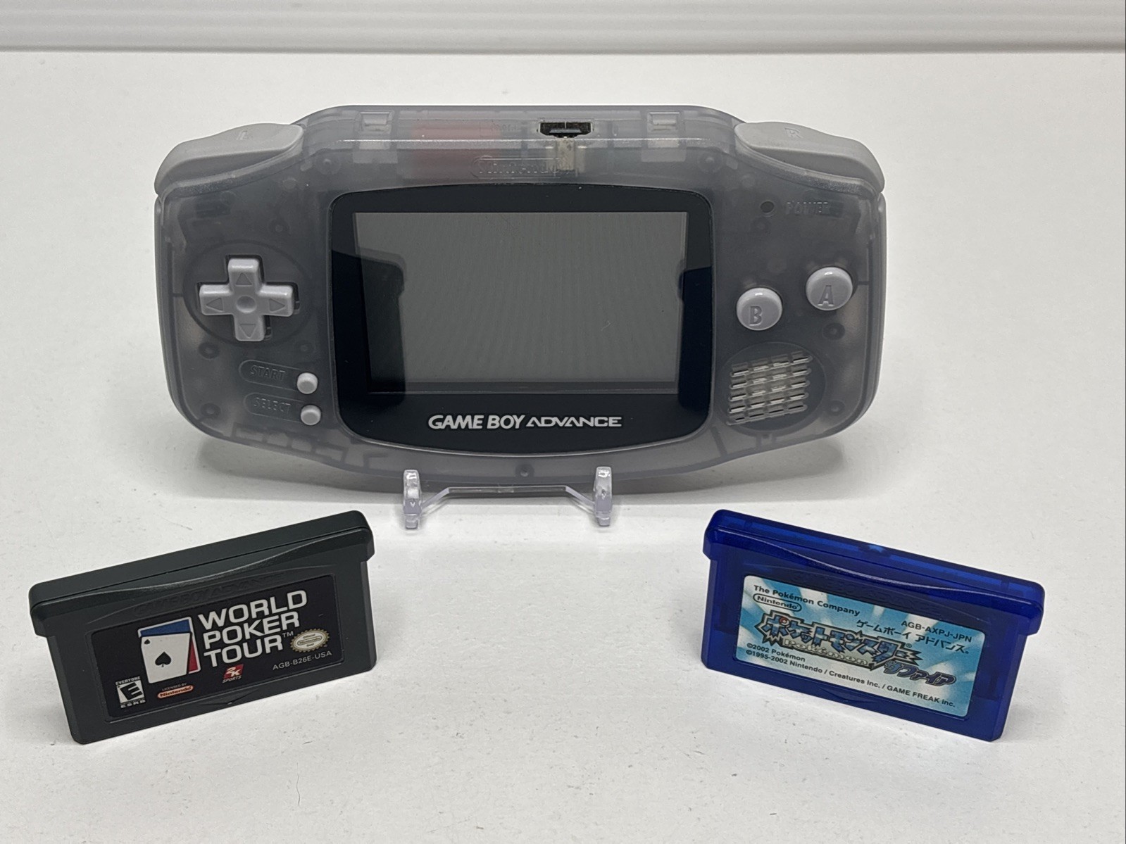 Nintendo GameBoy Advance Glacier Console w/ Box + Pokémon Sapphire JP Tested GBA