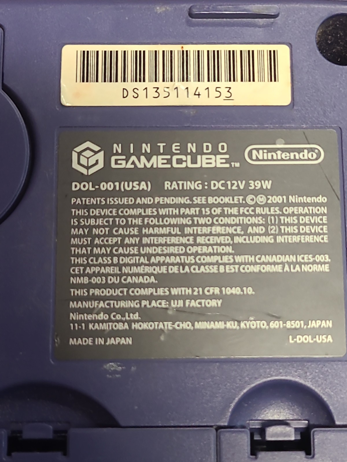 Nintendo GameCube DOL-001 Gaming System Indigo (Tested &Works) Ships Immediately