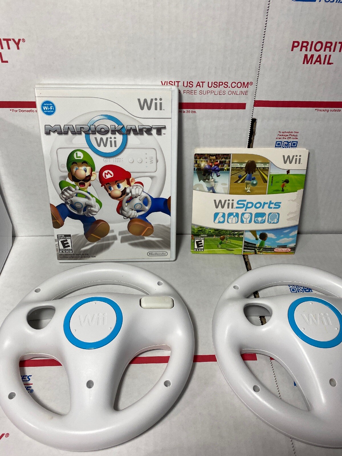 Nintendo Wii Bundle+ MARIO KART +Wheels+Wii Sports-EXCELLENT -NEXT DAY -WARRANTY