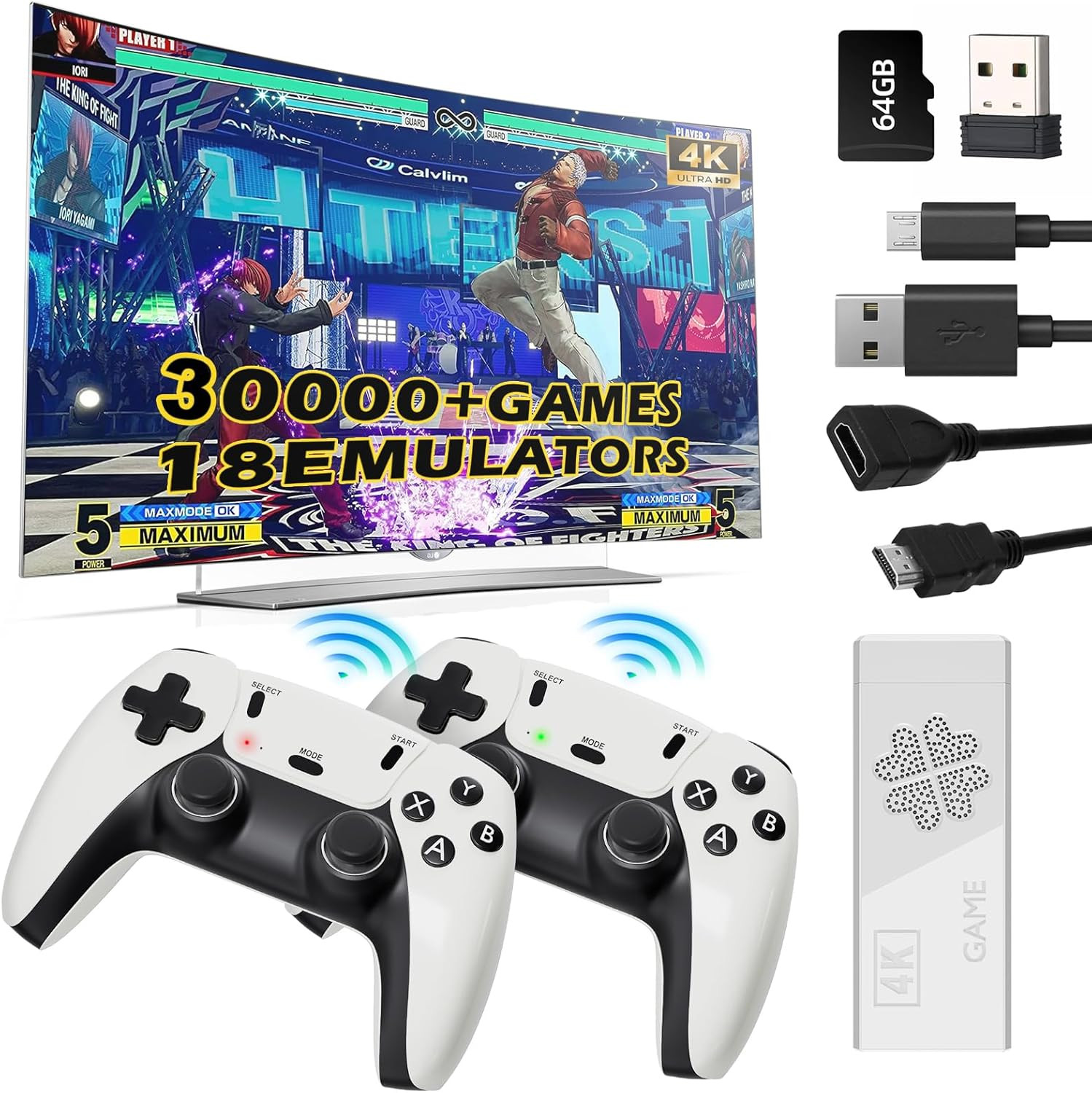2026 Upgraded Wireless Retro Gaming Console Stick 4K HDMI, Retro Video Game Cons