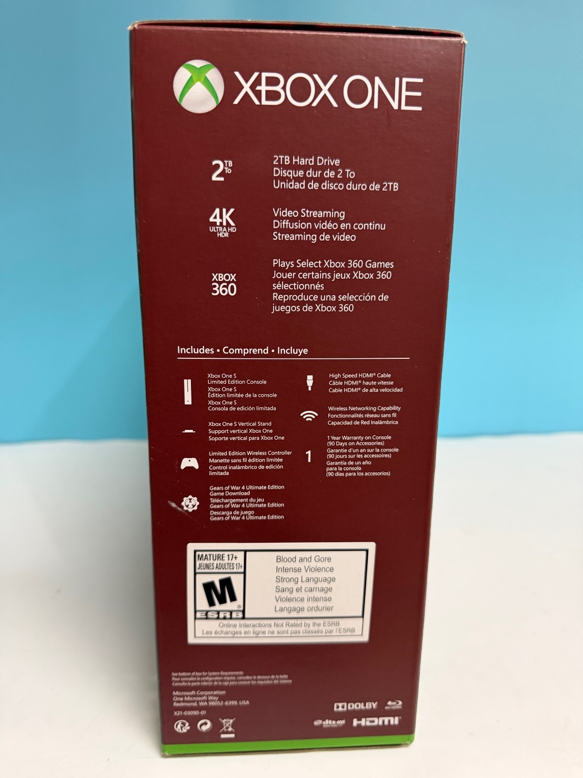 NEW Microsoft Xbox One S Gears of War 4 Limited Edition 2 TB Crimson Red Console
