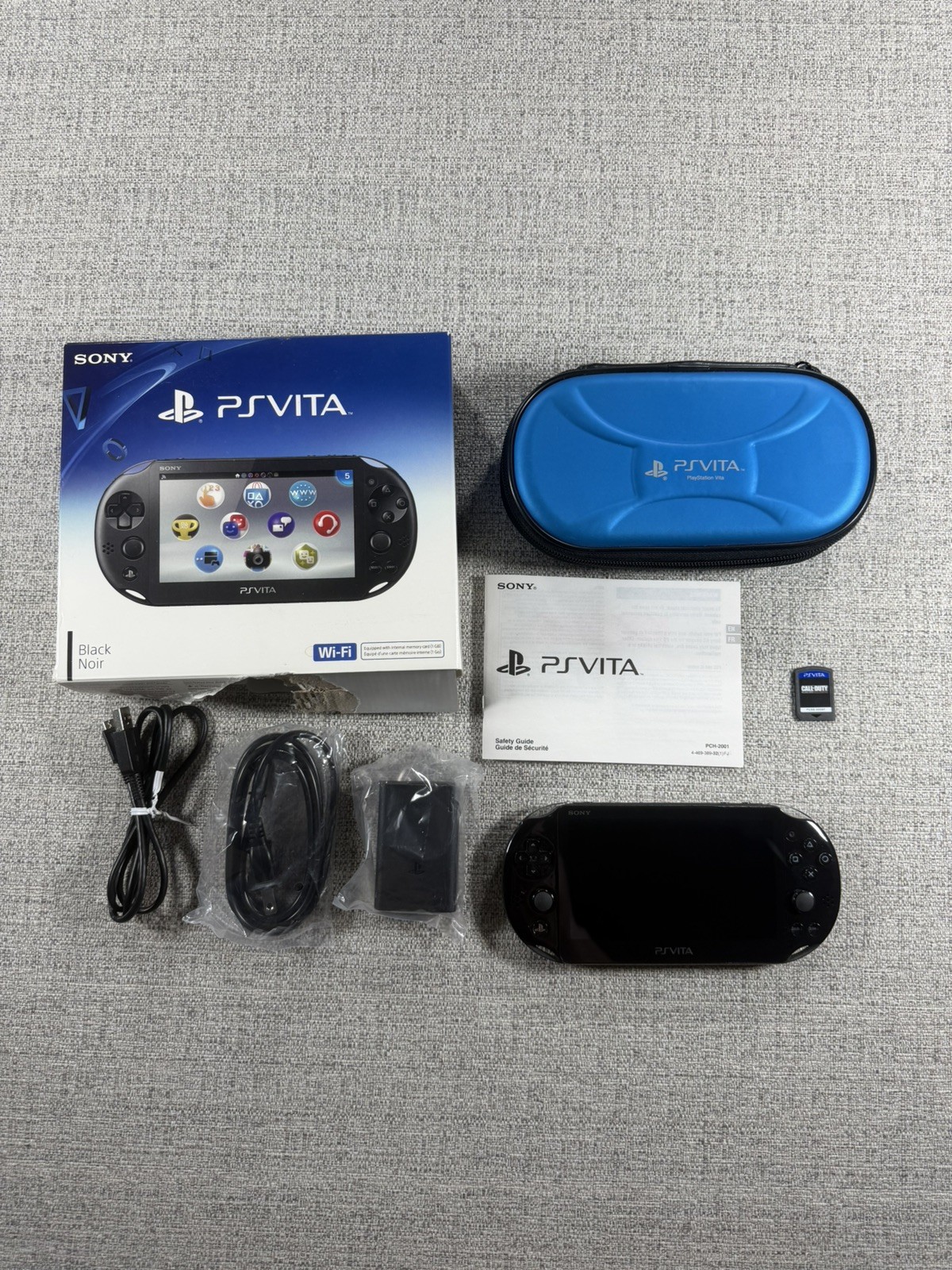 Sony PlayStation Vita PCH-2001 8GB Memory Card, Blue Case & Call of Duty