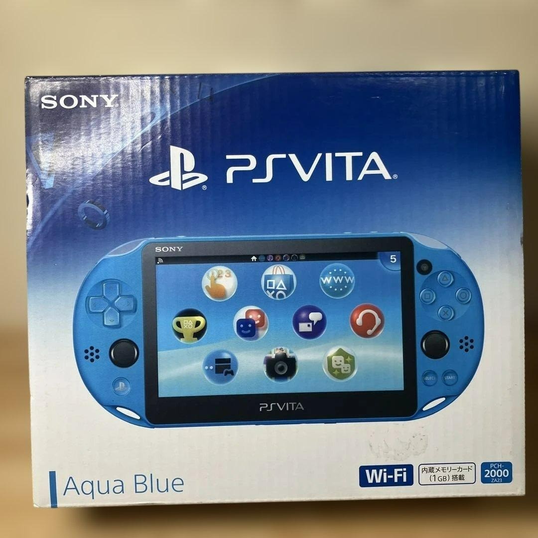 Sony PlayStation PS Vita Slim PCH-2000 Wi-Fi Console Aqua Blue w/ Charger & Box