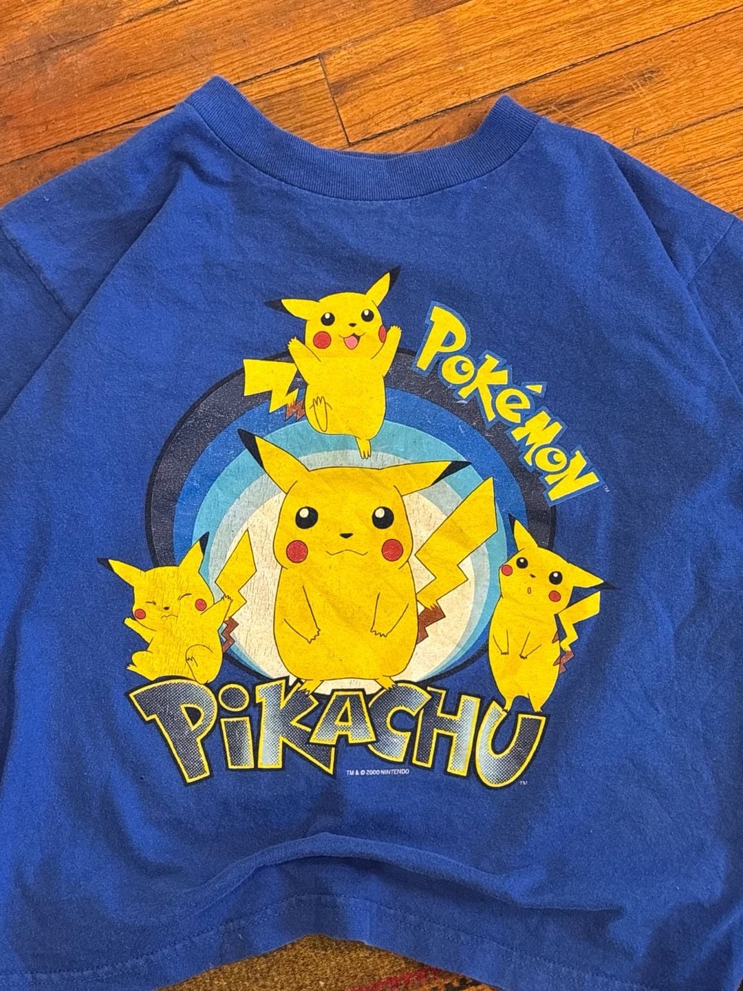 Vintage 2000 Nintendo Pokémon Pikachu Blue Graphic T-Shirt