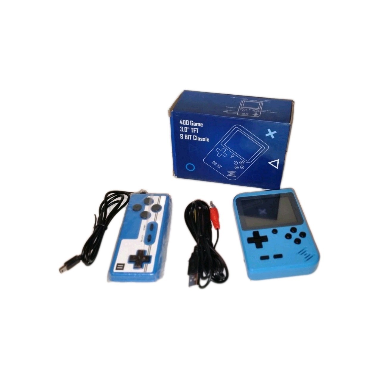 400 Game 3.0″ TFT 8-Bit Classic Handheld Console, AV Cable USB, Blue