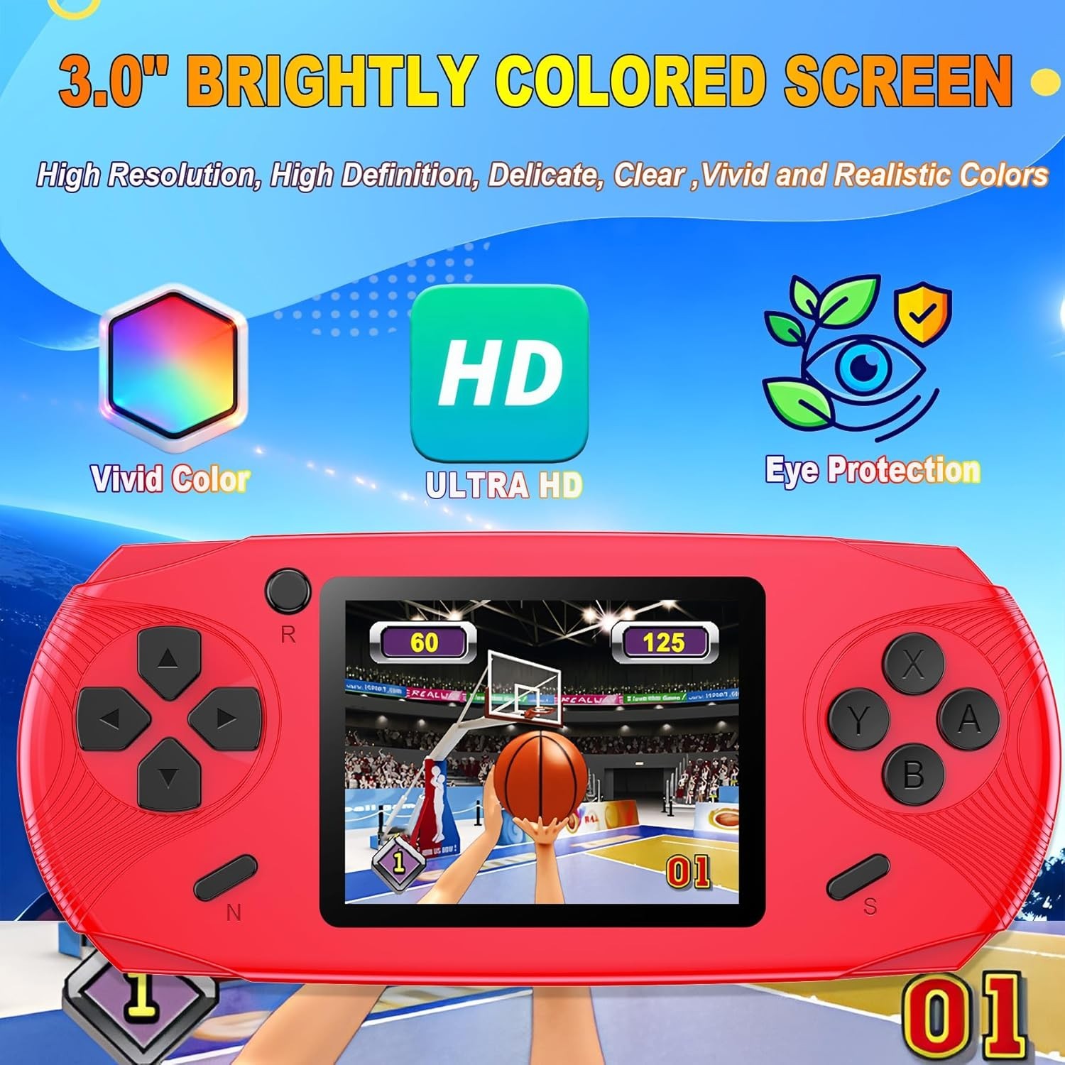 Ergonomic Handheld Games for Kids – 220 Retro Titles – Ideal Gift for Ages 3+