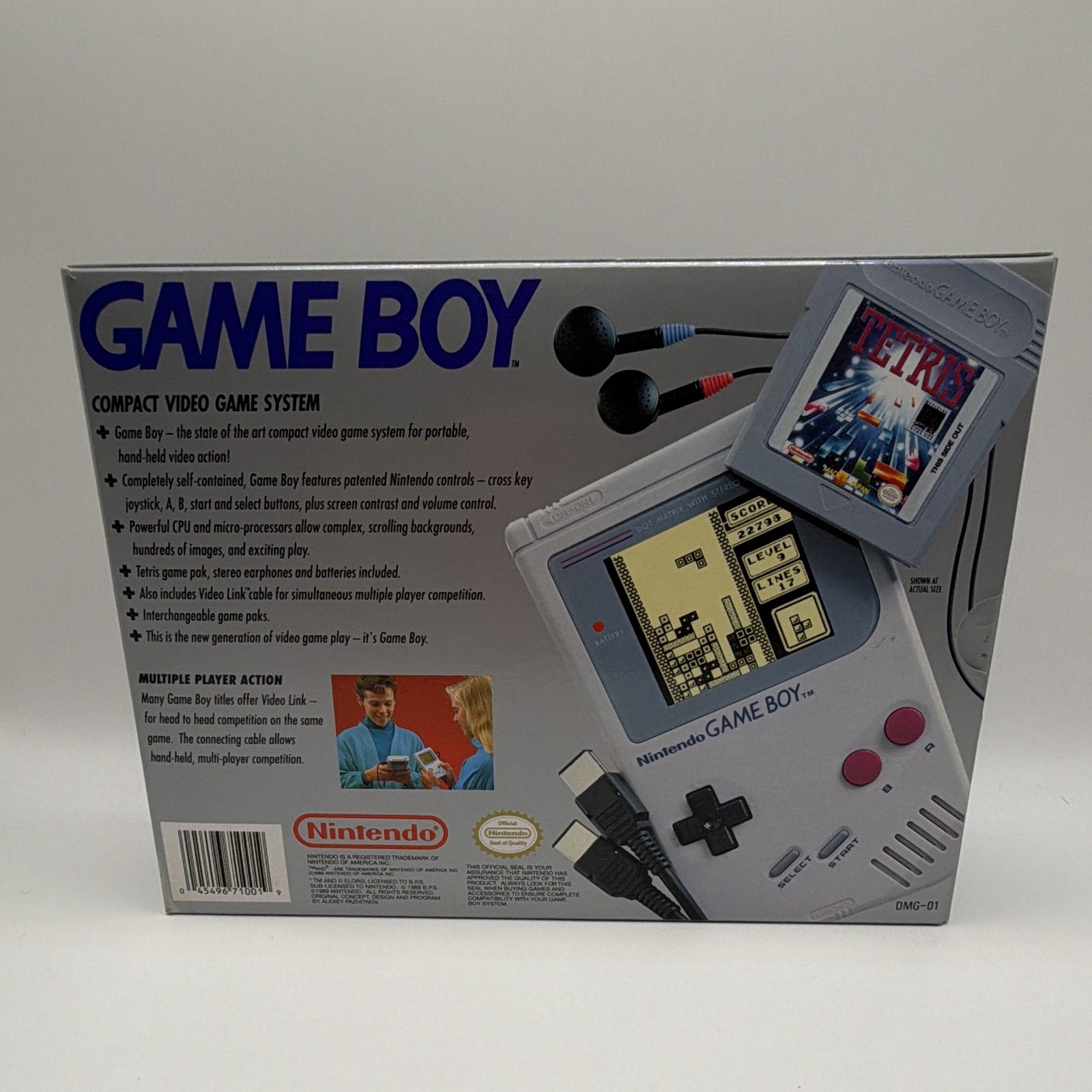 Nintendo Game Boy DMG-01 Gray Handheld System w/ Tetris, Box & Manuals 1989