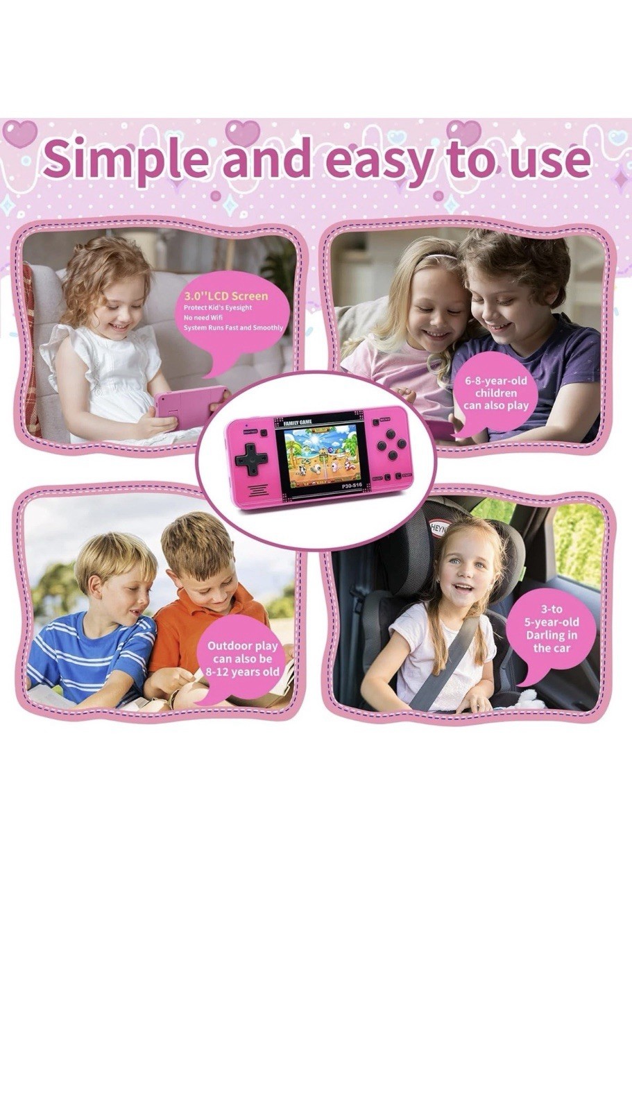 Handheld Game for Kids -Preloaded 220 Retro Video Games, Portable Gaming Play…