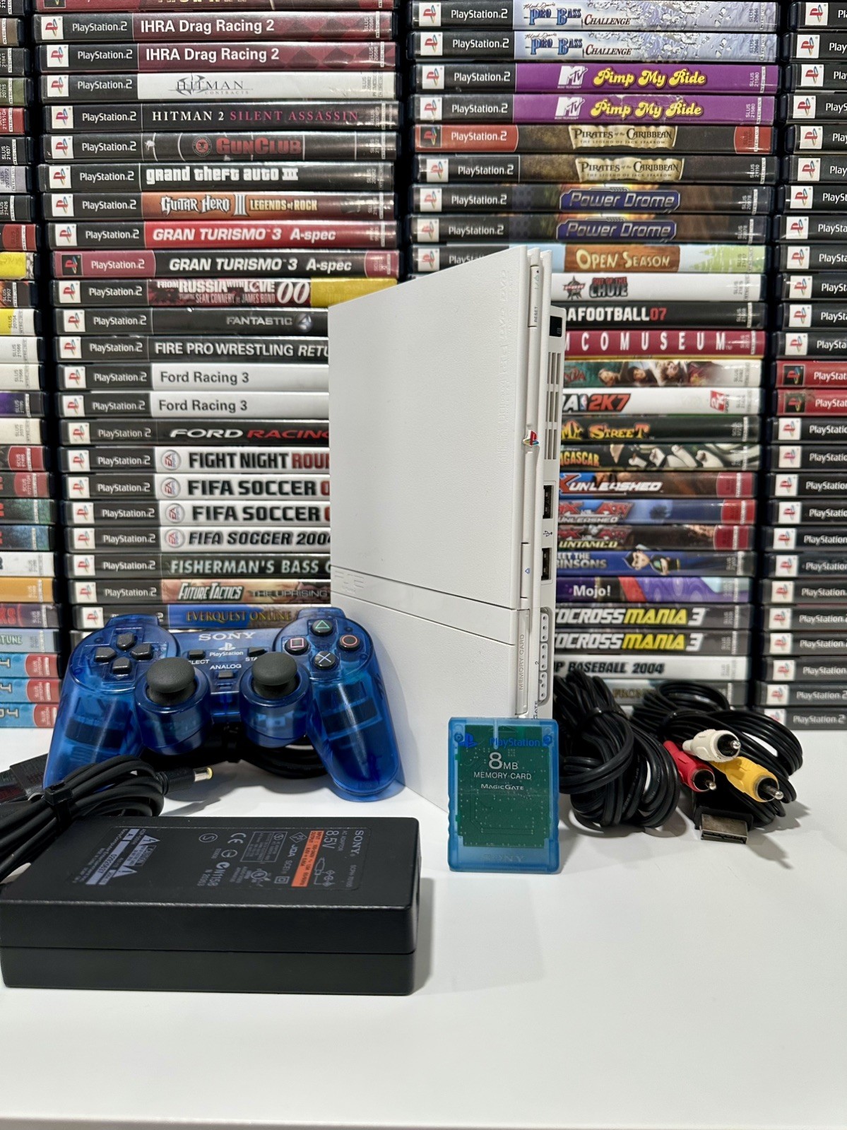 Sony PlayStation 2 White Slim OEM Bundle– Clean, Tested, Ready to Play + 2 Games