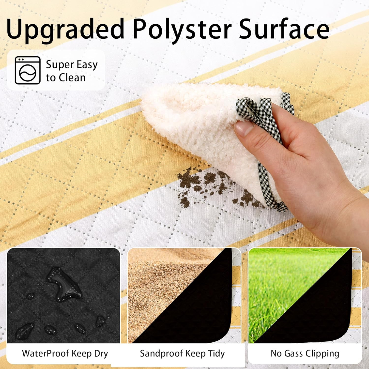 Extra Large Picnic Outdoor Blanket, 80”X80” Waterproof Picnic Mat Foldable Campi