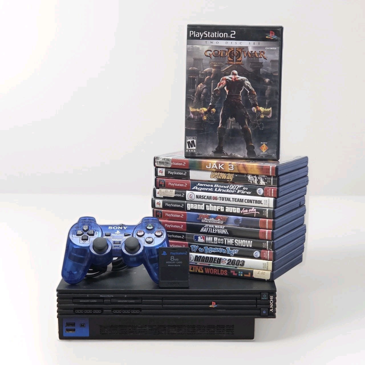 Sony PlayStation 2 PS2 Fat Console with OEM Controller & Cords + 12 Games LOT