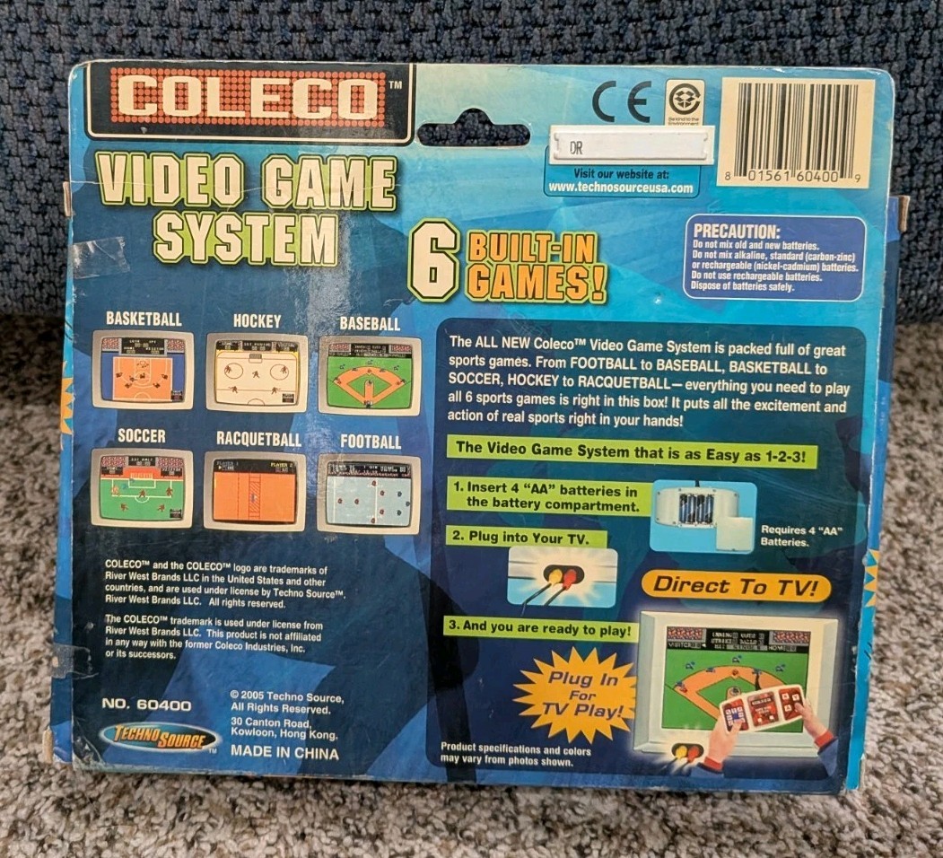 2005 Coleco Plug & Play-Video Game System 6 Built-In Games! Open box- Working!