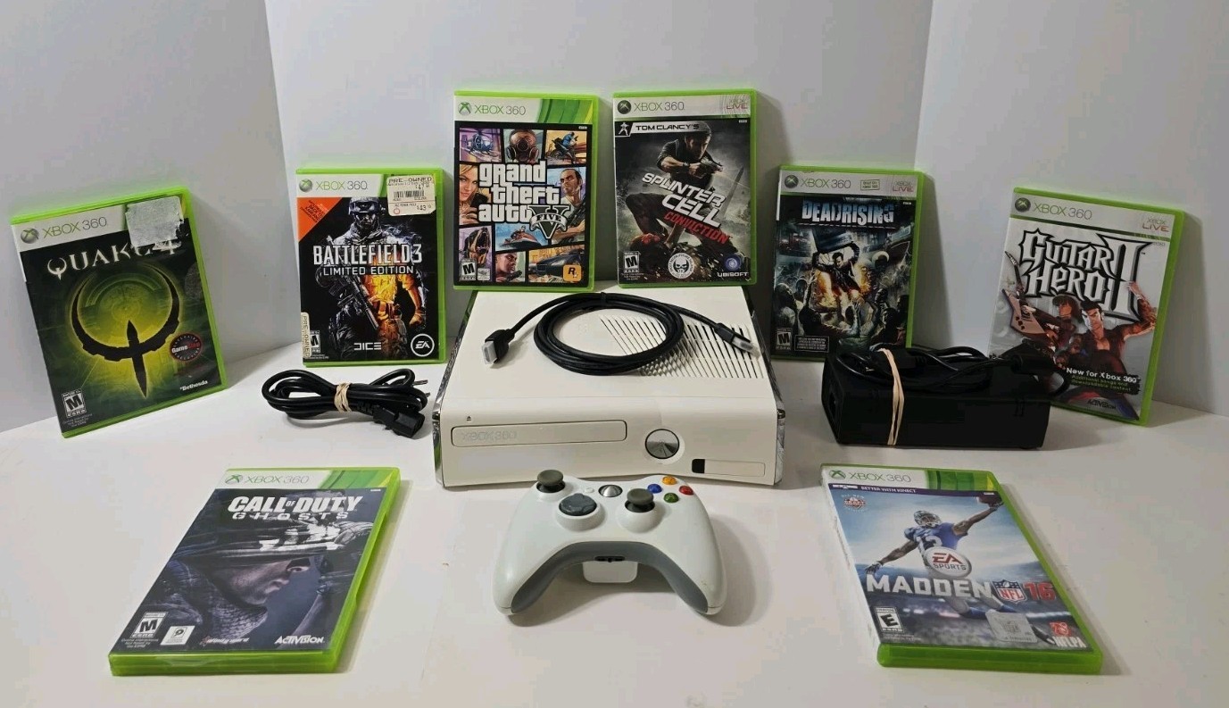 XBox 360 Slim 250GB Console 8 GAME MEGA BUNDLE! CLEAN/TESTED! SHIPS FREE 🔥