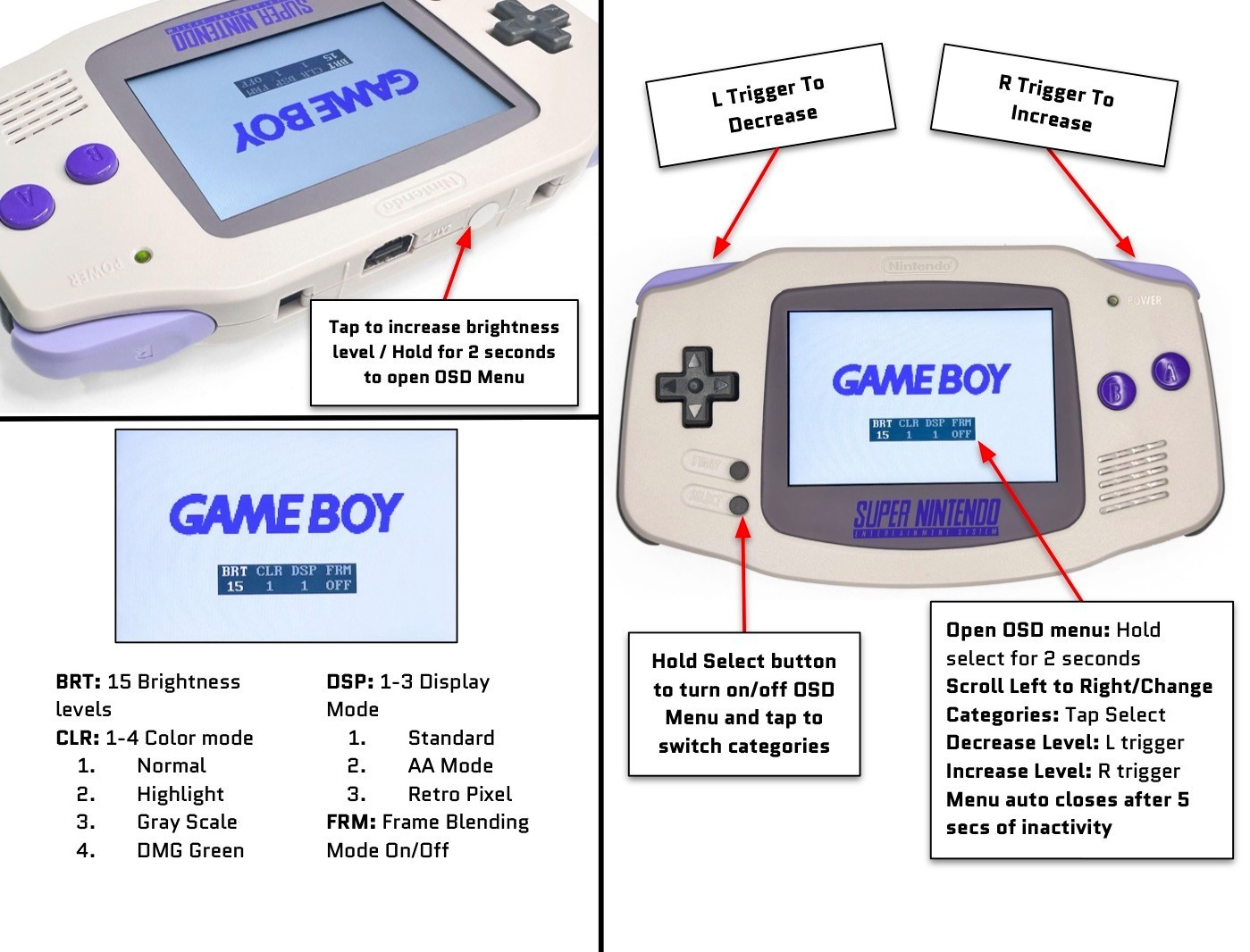 Nintendo Game Boy Advance GBA IPS 101 Backlit Pokemon System UV Rechargeable