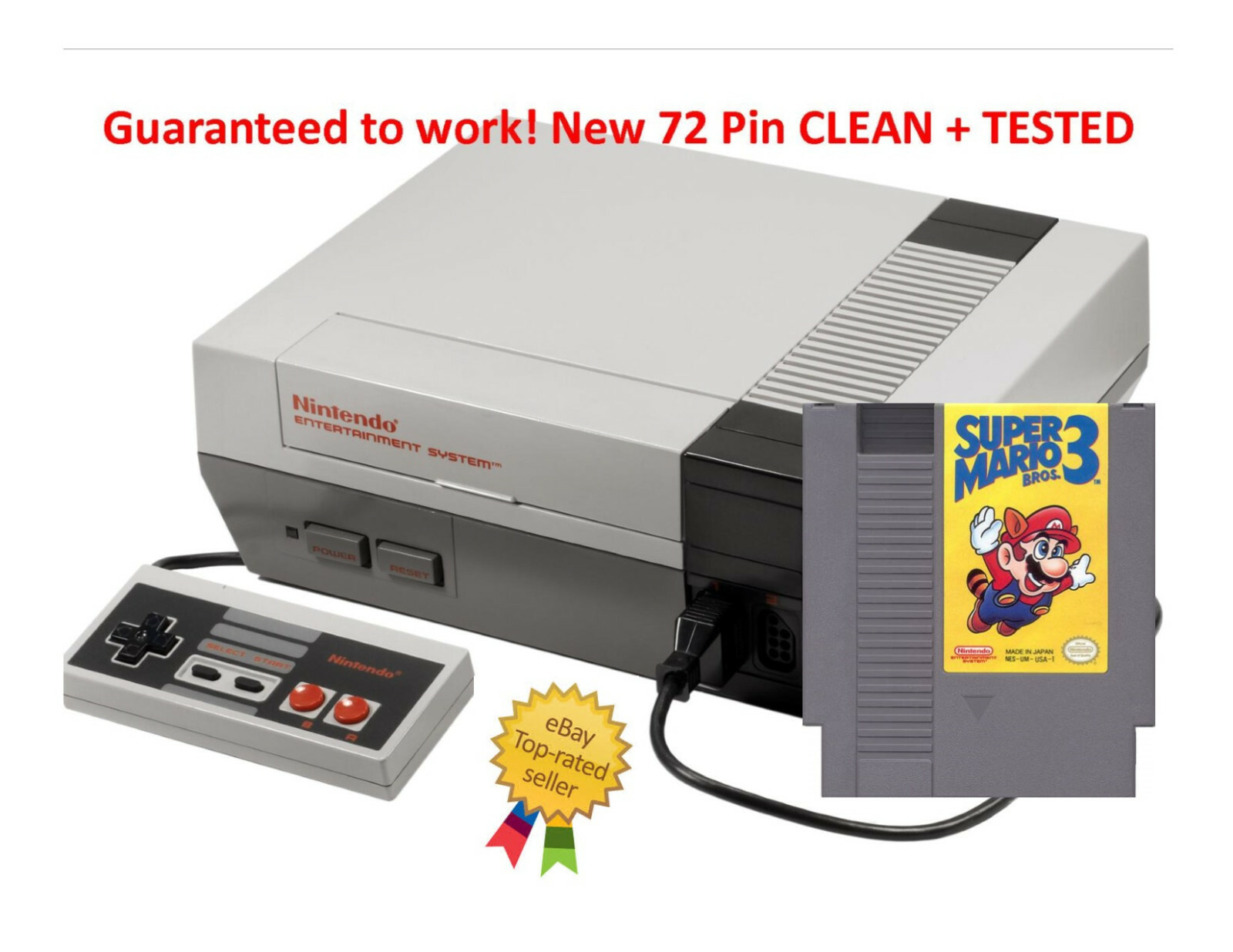 Nintendo Original NES-001 Console System All Hookups & Super Mario Bros. 3 Game