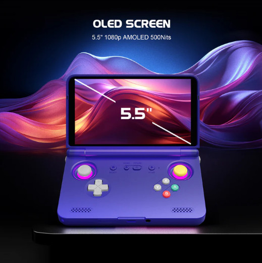 ICE BLUE Retroid Pocket Flip 2 Handheld OLED Screen, Hall Sticks