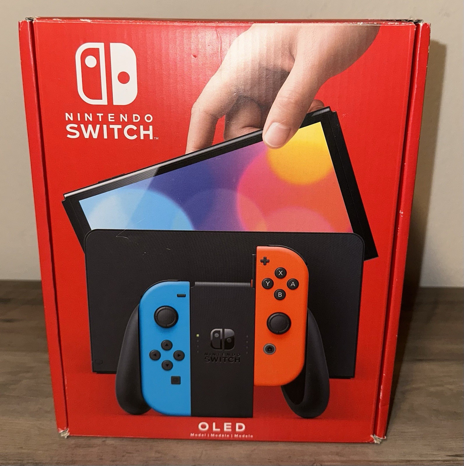 Nintendo Switch OLED 64GB Neon Red Blue Joy-Con 2021 Model With Extras