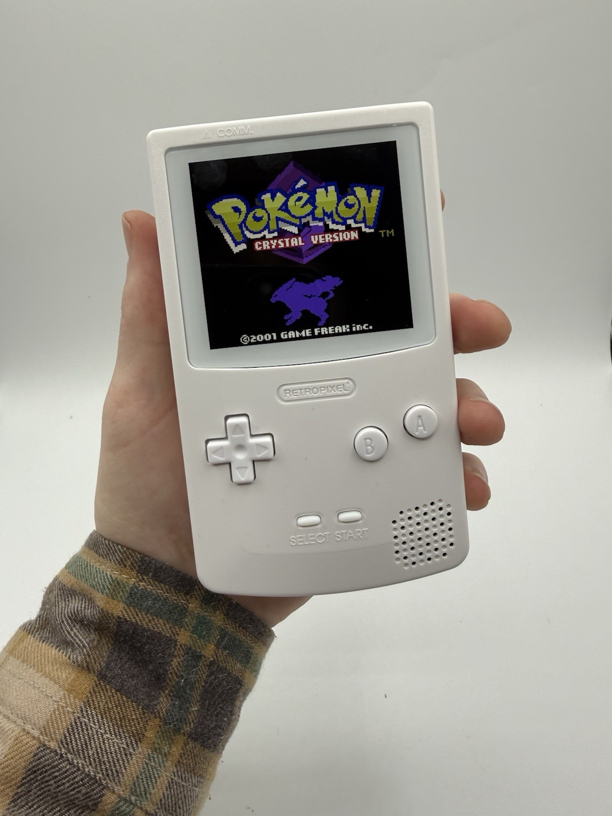 White Nintendo Gameboy Color IPS Mod W/ USB C Rechargeable Battery