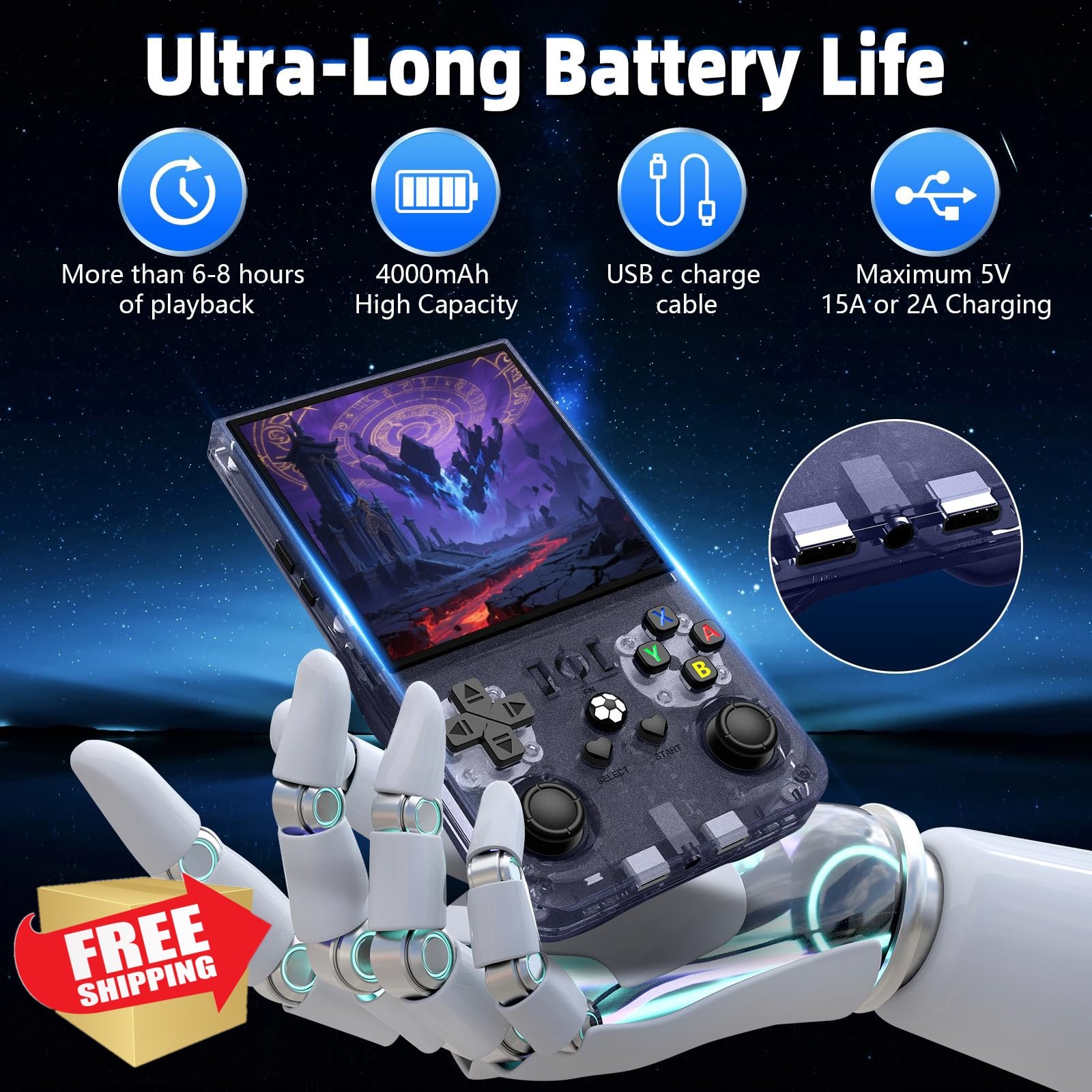 WDYQJE R36MAX Game Console Lead Gray 128gb