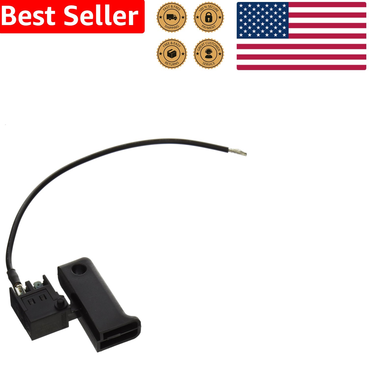 Black Push Button Switch Without Lock 1 Amps 120 Volts Listed Clamp Terminal