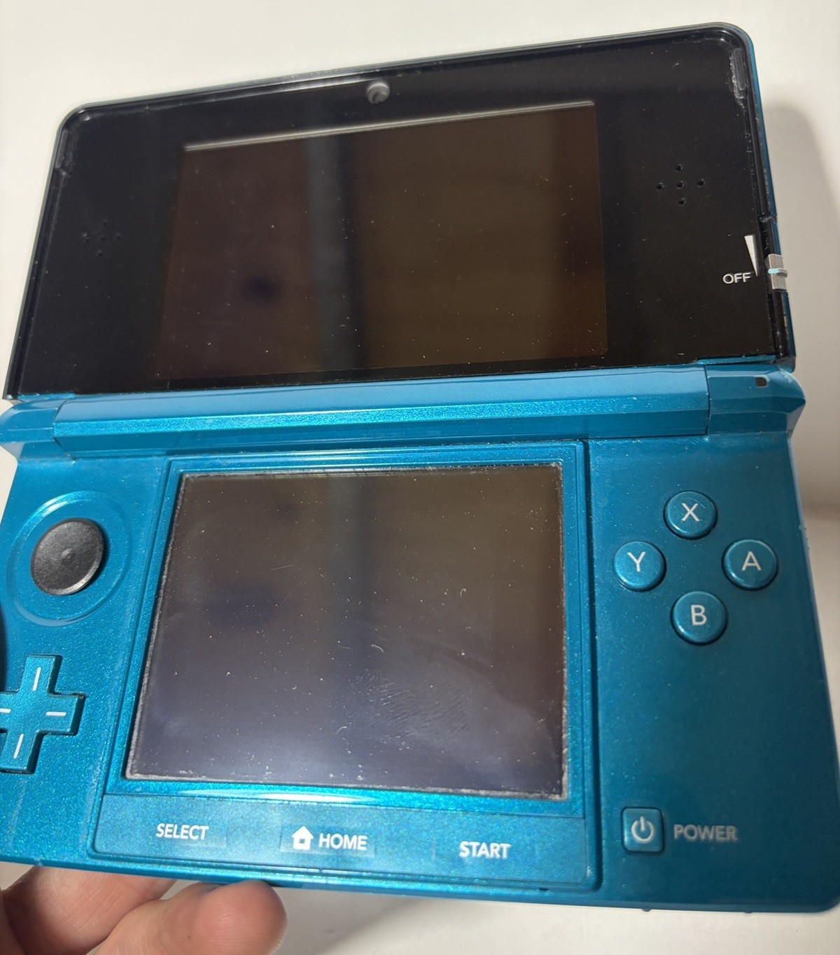 Original Nintendo 3DS Handheld System Aqua Blue Tested Working Console With Game