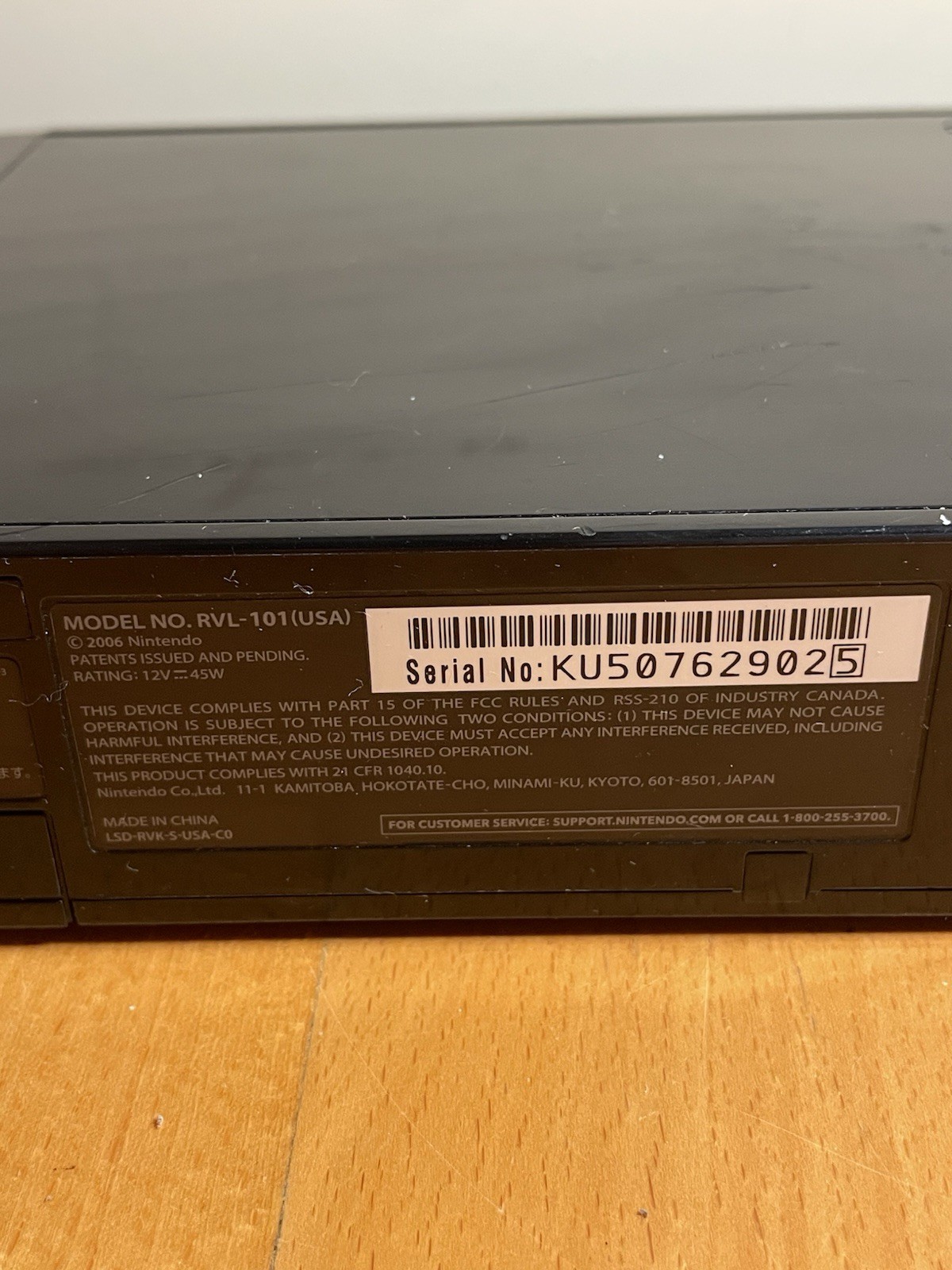Nintendo Wii Console System Only Black RVL-101 (USA) Console & Cords