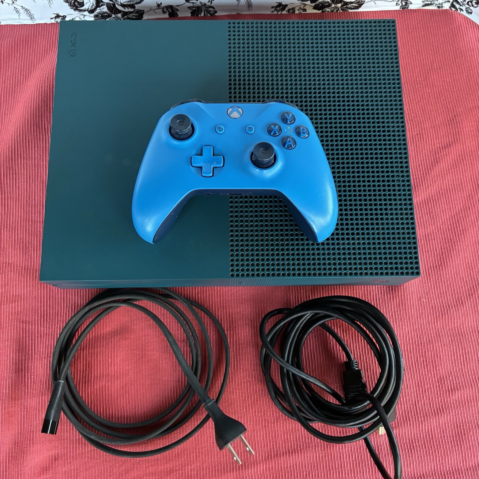 Microsoft Xbox One S 500GB-Deep blue+ Controller + HDMI & Power TESTED & WORKING