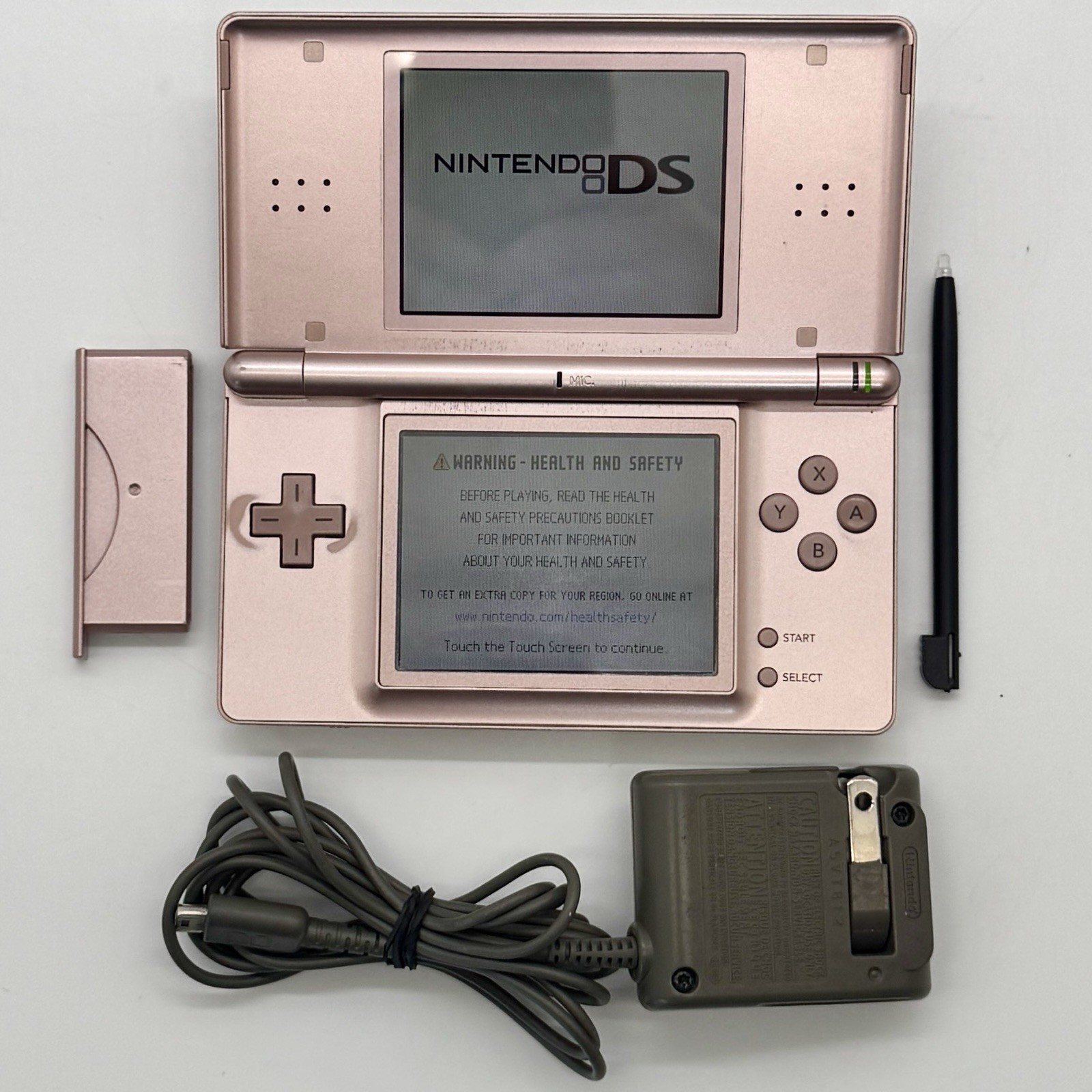 Nintendo DS Lite Handheld Game Console – Metallic Rose w/ Stylus & Charger