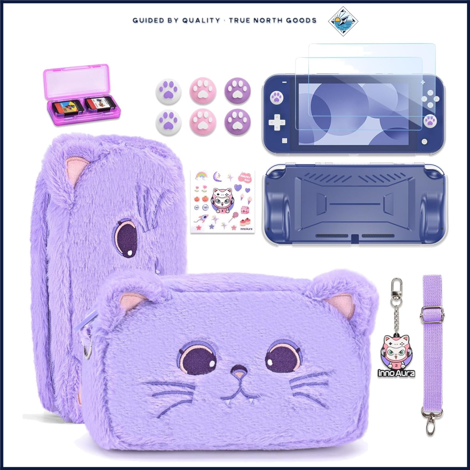 Switch Lite Protective Case Bundle with Game Card Holder and Screen Protectors