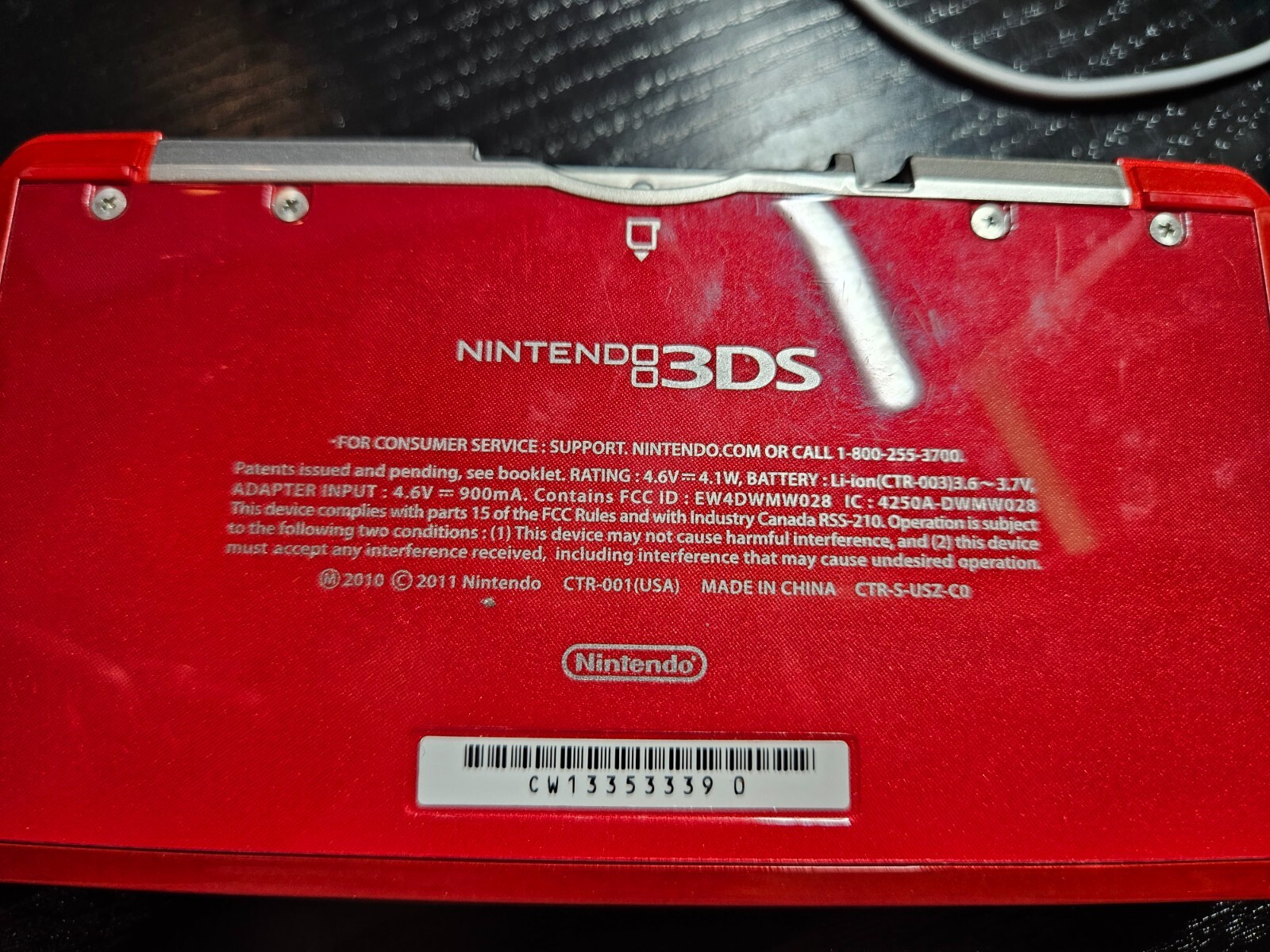 Flame Red Nintendo 3DS w/ Stylus + Charger – Authentic NTSC U.S. Region