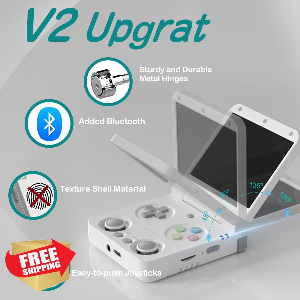 Miyoo Flip V2 Retro Handheld Console, 3.5″ IPS Screen White