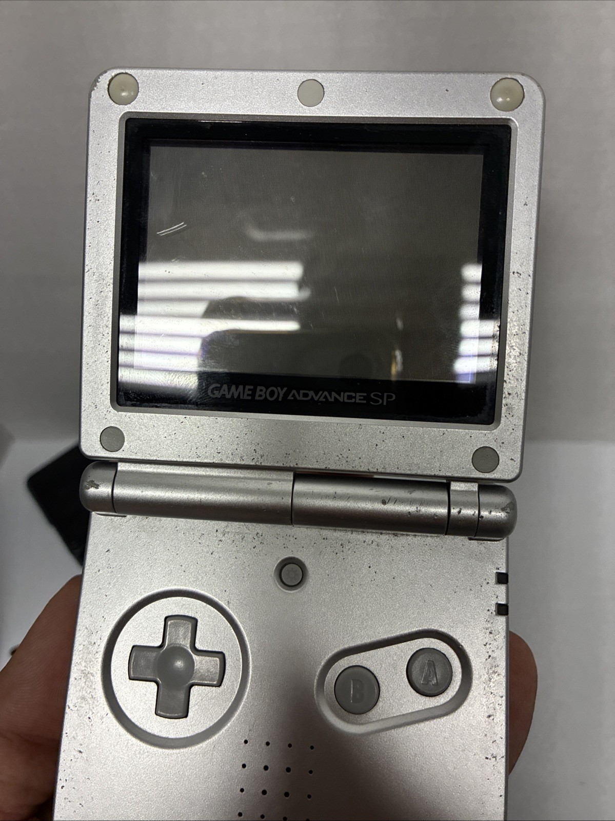 Nintendo Game Boy Advance SP AGS-001 Platinum Silver Console – Tested & Works
