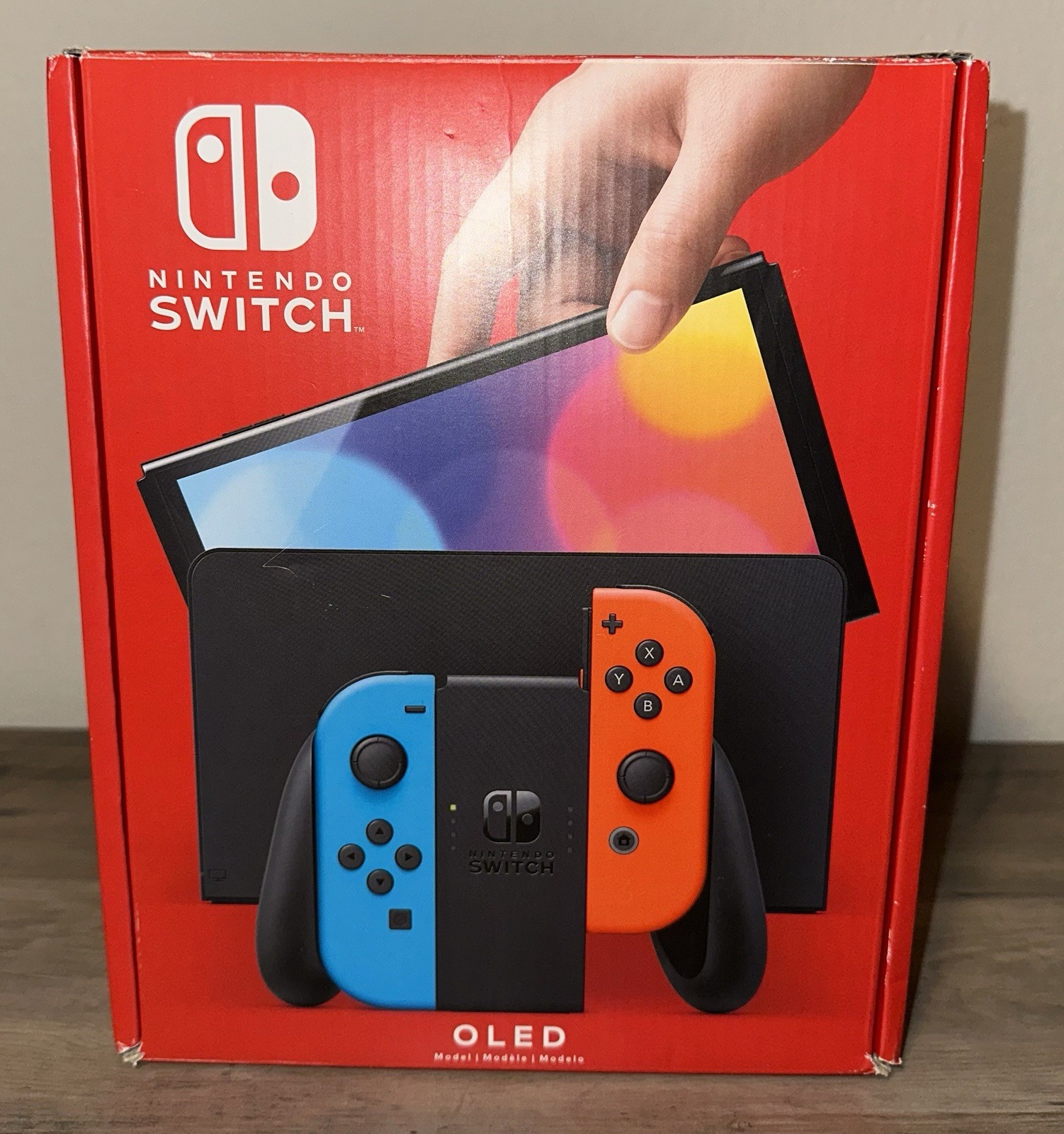 Nintendo Switch OLED 64GB Neon Red Blue Joy-Con 2021 Model With Extras