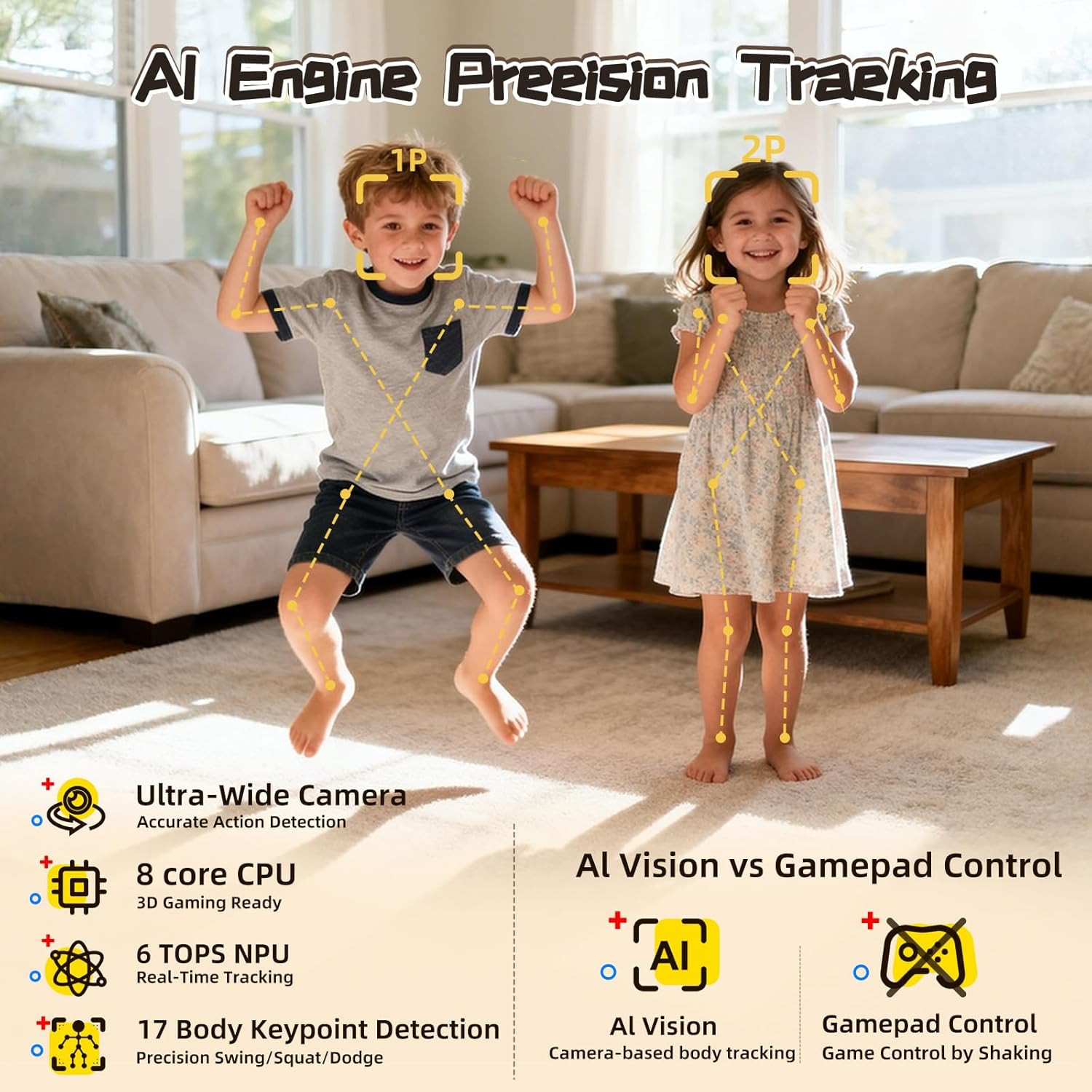 KINHANK Motionx – Motion Sensing Game Console for Kids&Families with 41 Games +