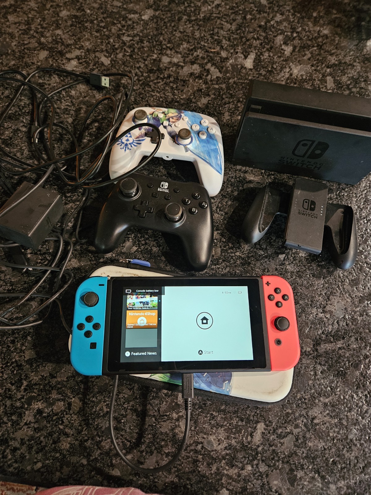 Nintendo Switch Console w/ Dock, Joy-Cons, 2 Wired & 1 Wireless Controller.